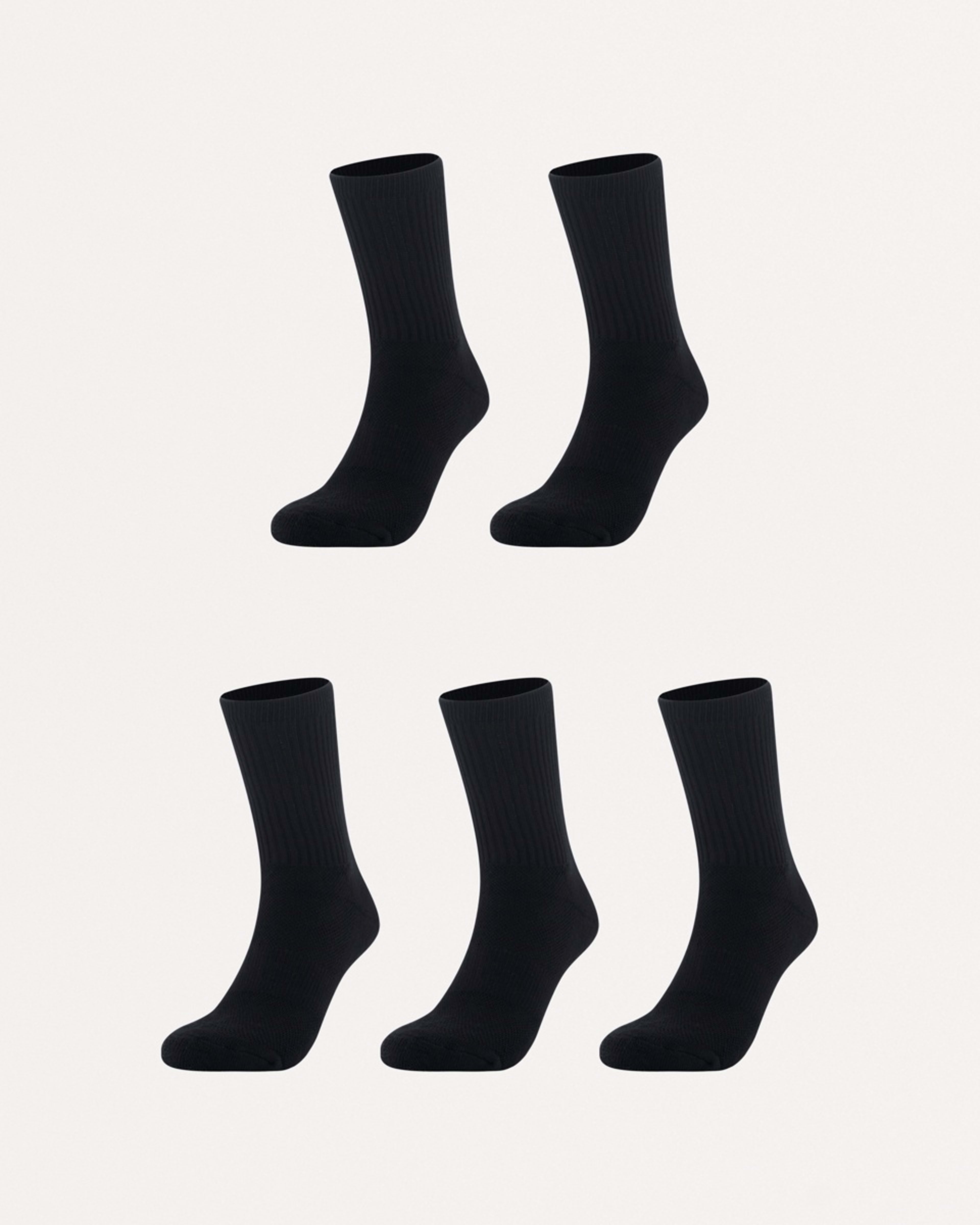 1 5 Pack Full Terry Crew Sports Socks BLACK, 1 of 3