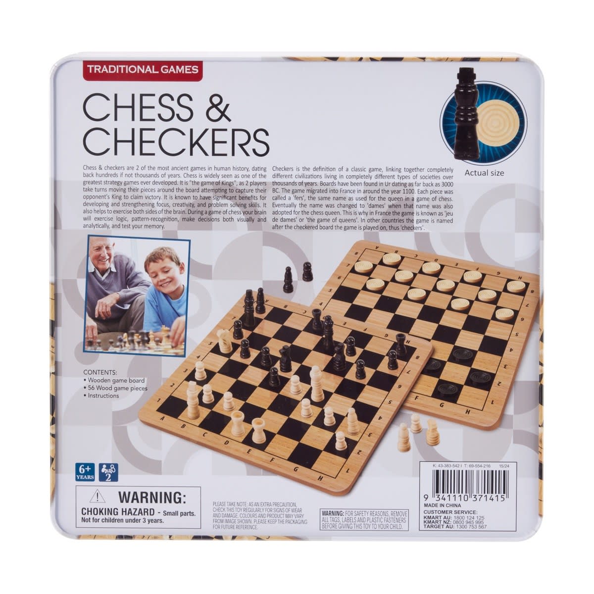 Traditional Games 2In1 Chess and Checkers Kmart NZ