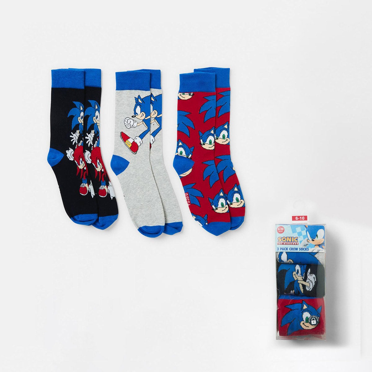 3 Pack Sonic License Socks - Kmart