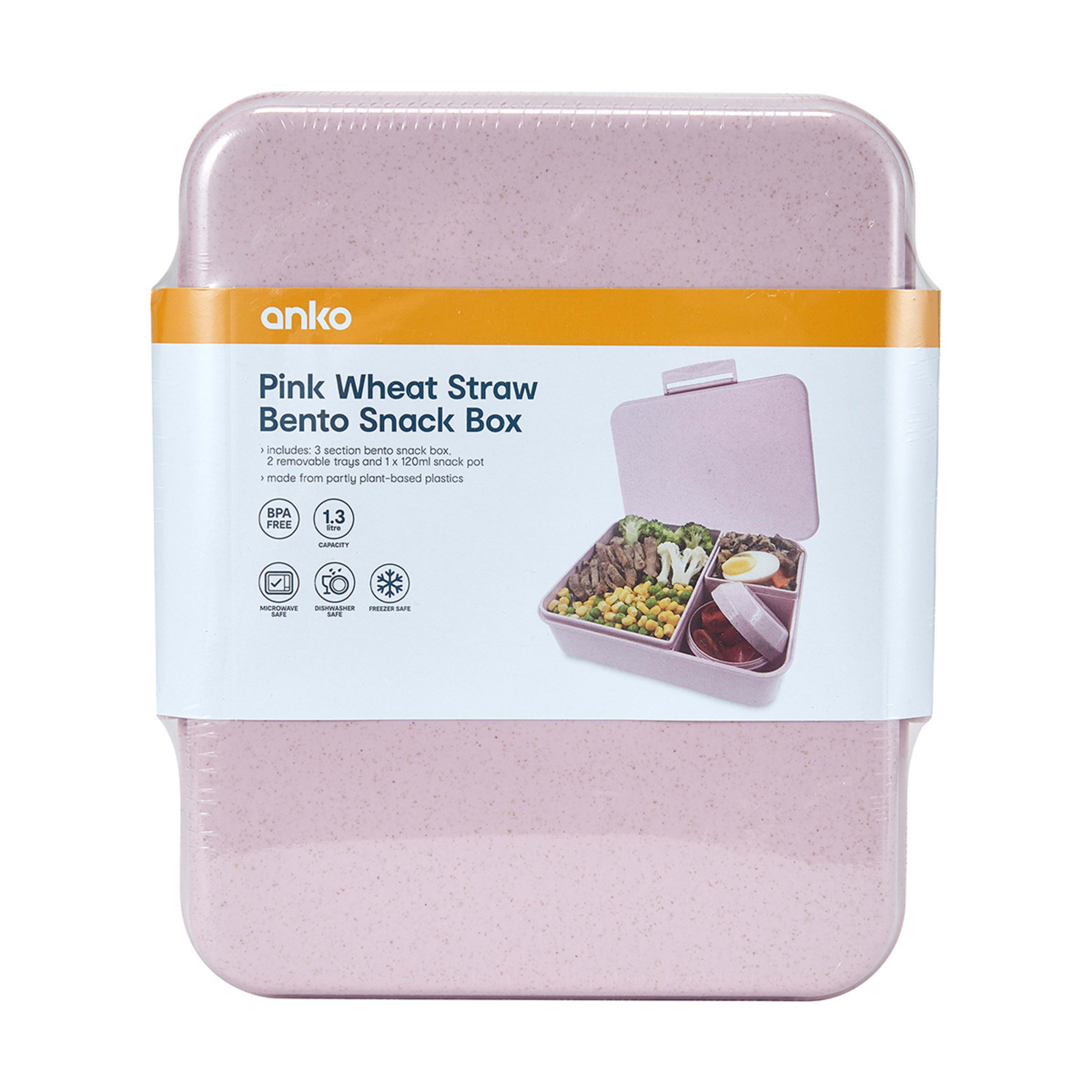 5 Pink Wheat Straw Bento Snack Box, 5 of 5