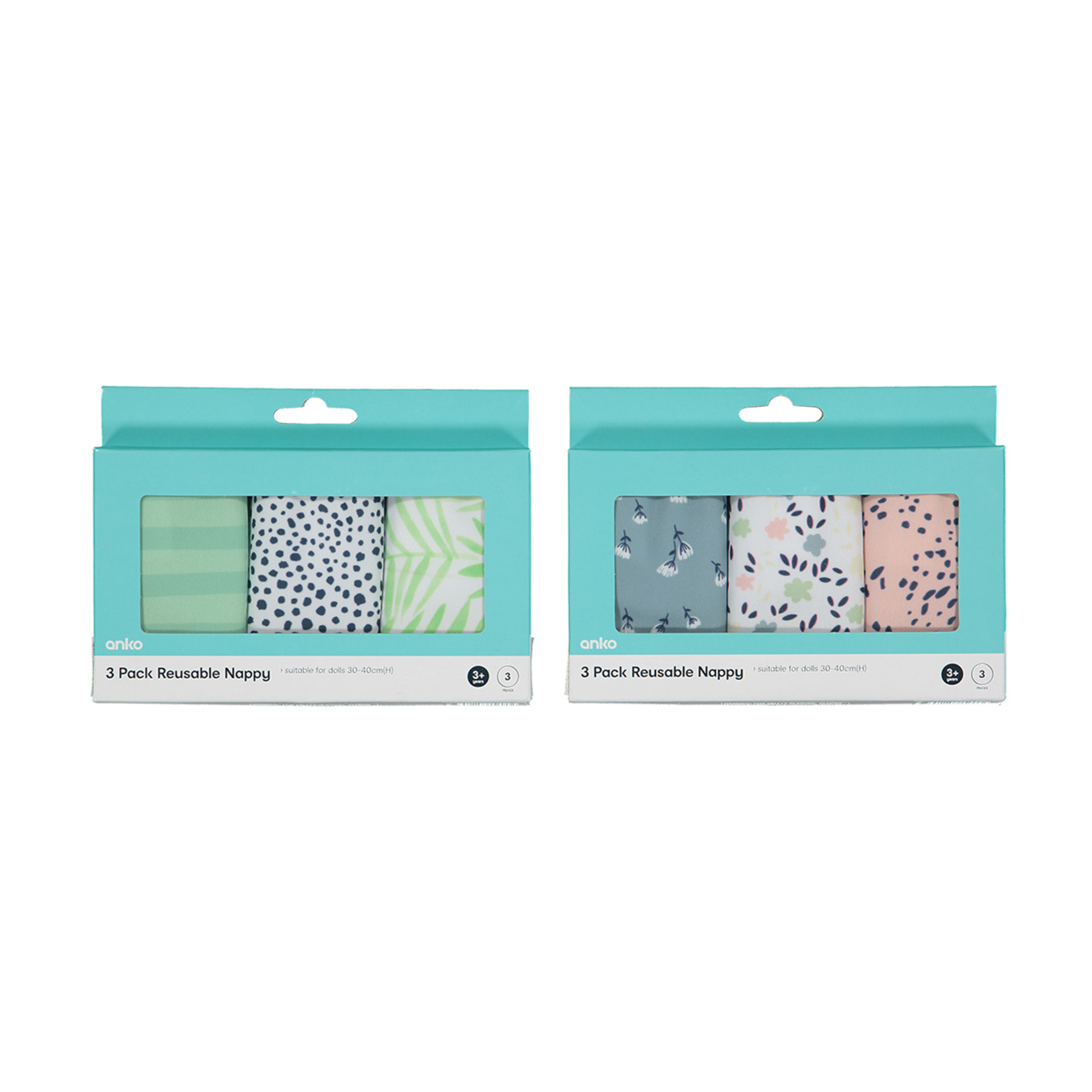 3 Pack Reusable Doll Nappy Assorted Kmart