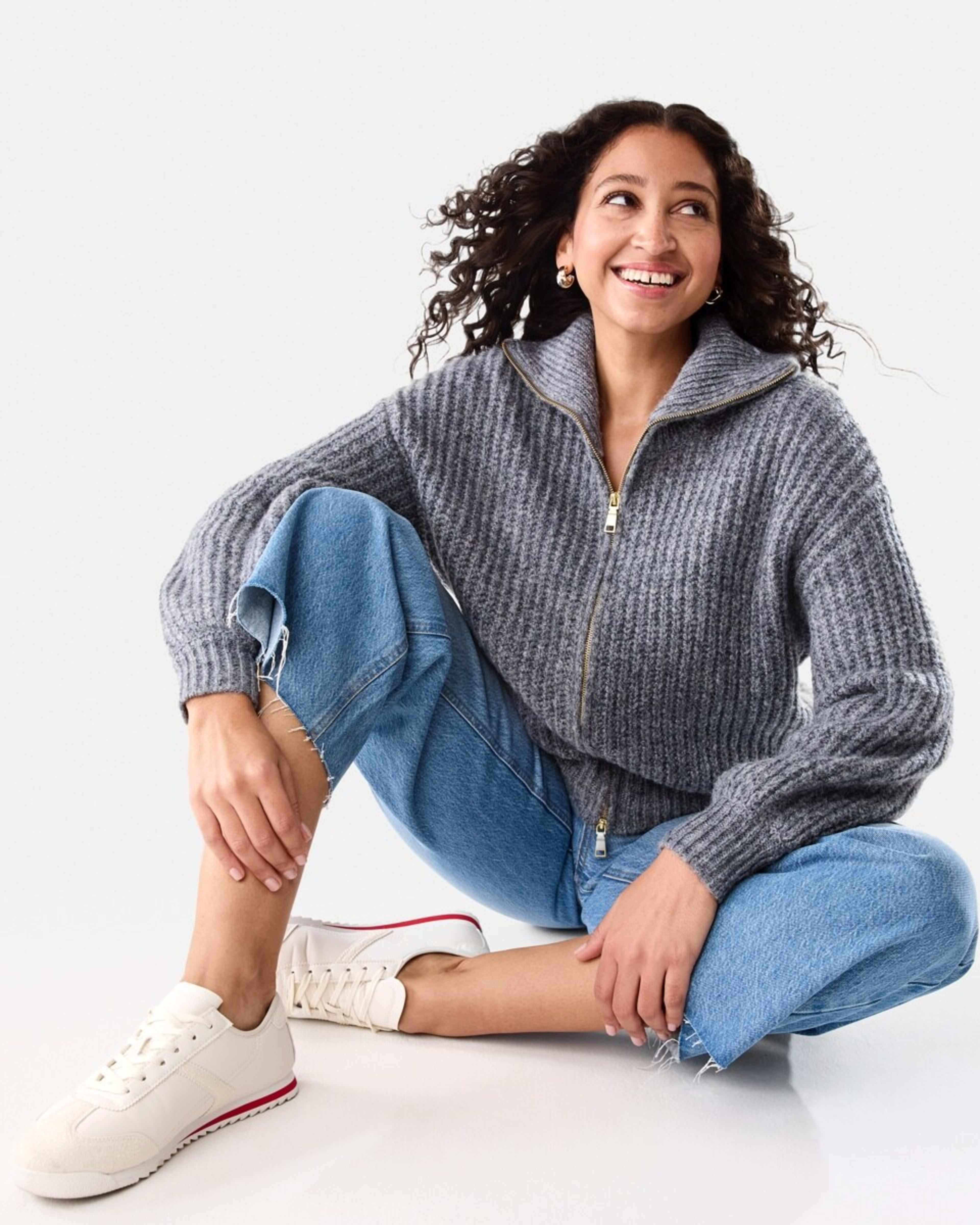 9 Fisherman Rib Knit Bomber Gry Chmrle, 9 of 10