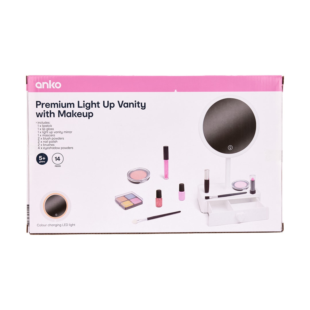 Toy 14 Piece Premium Light Up Vanity with Makeup Kit Kmart NZ
