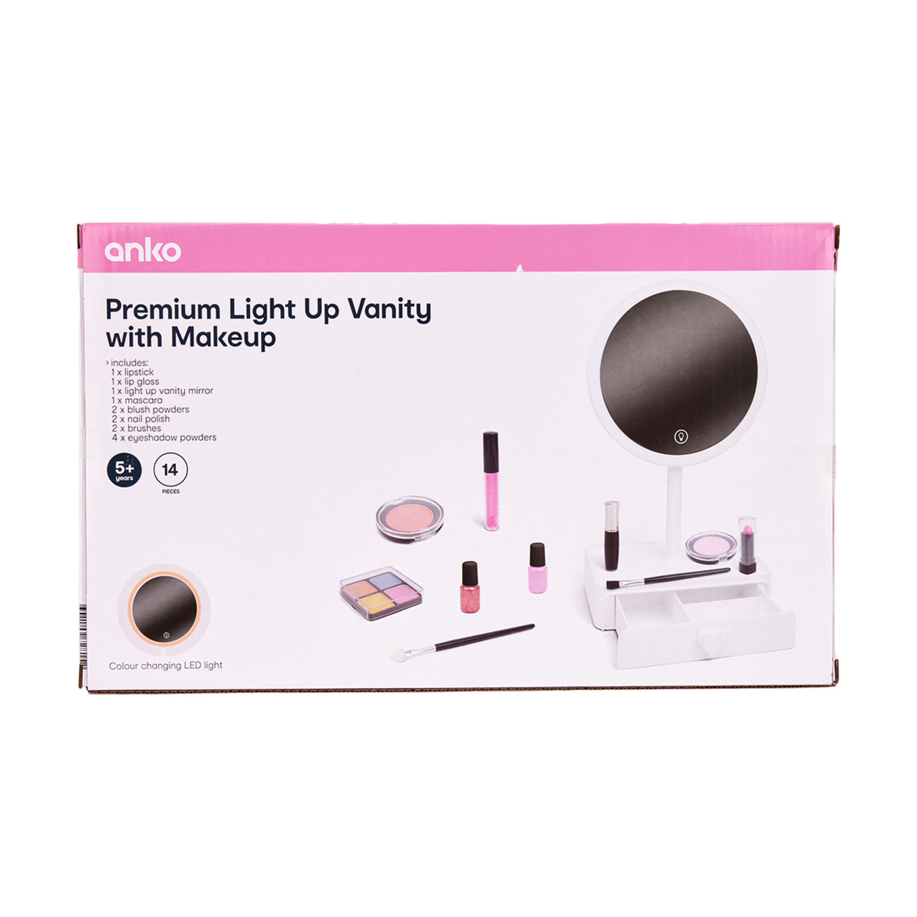 Toy 14 Piece Premium Light Up Vanity with Makeup Kit - Kmart