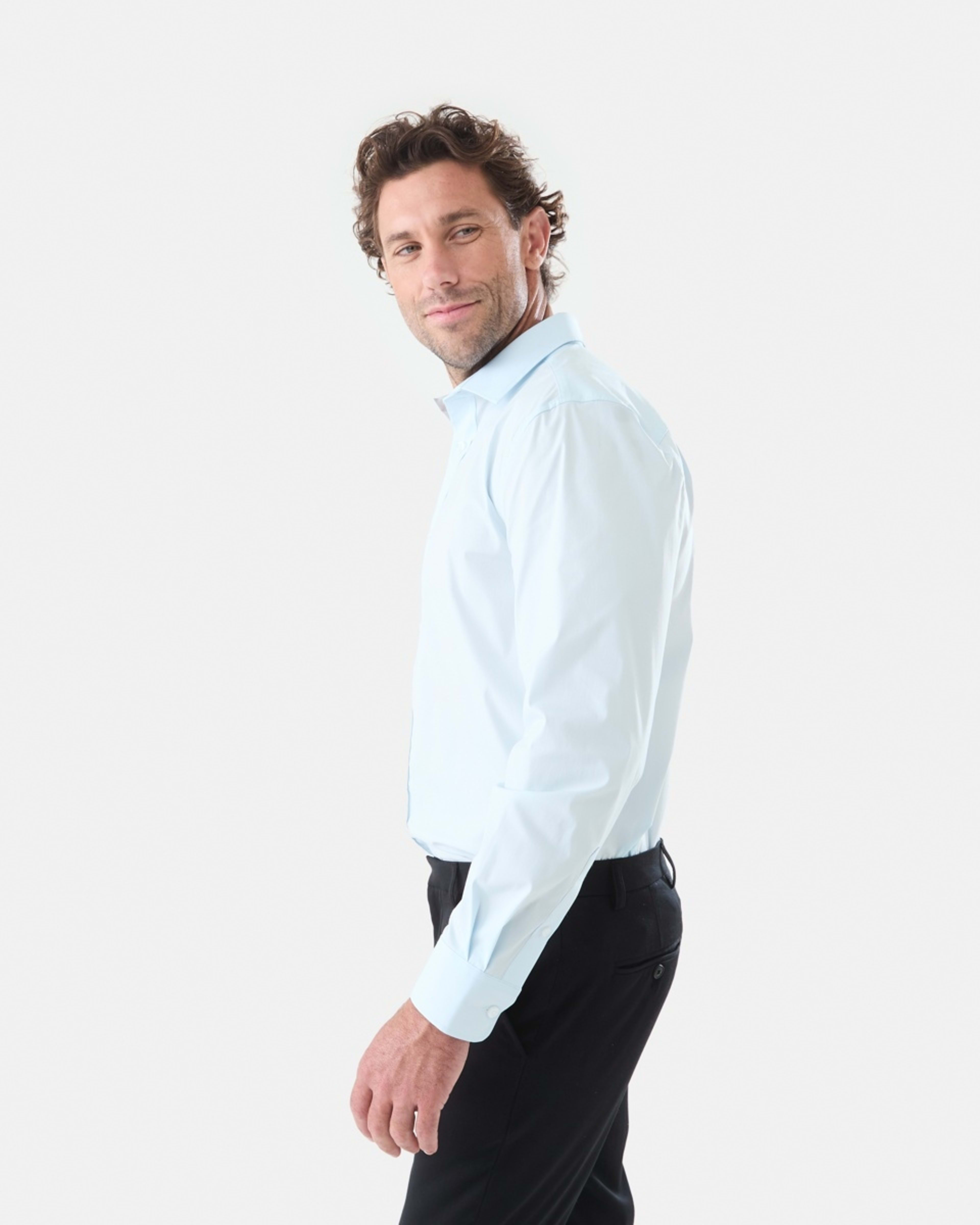 2 Workwear Long Sleeve Business Shirt Blu Light, 2 of 6