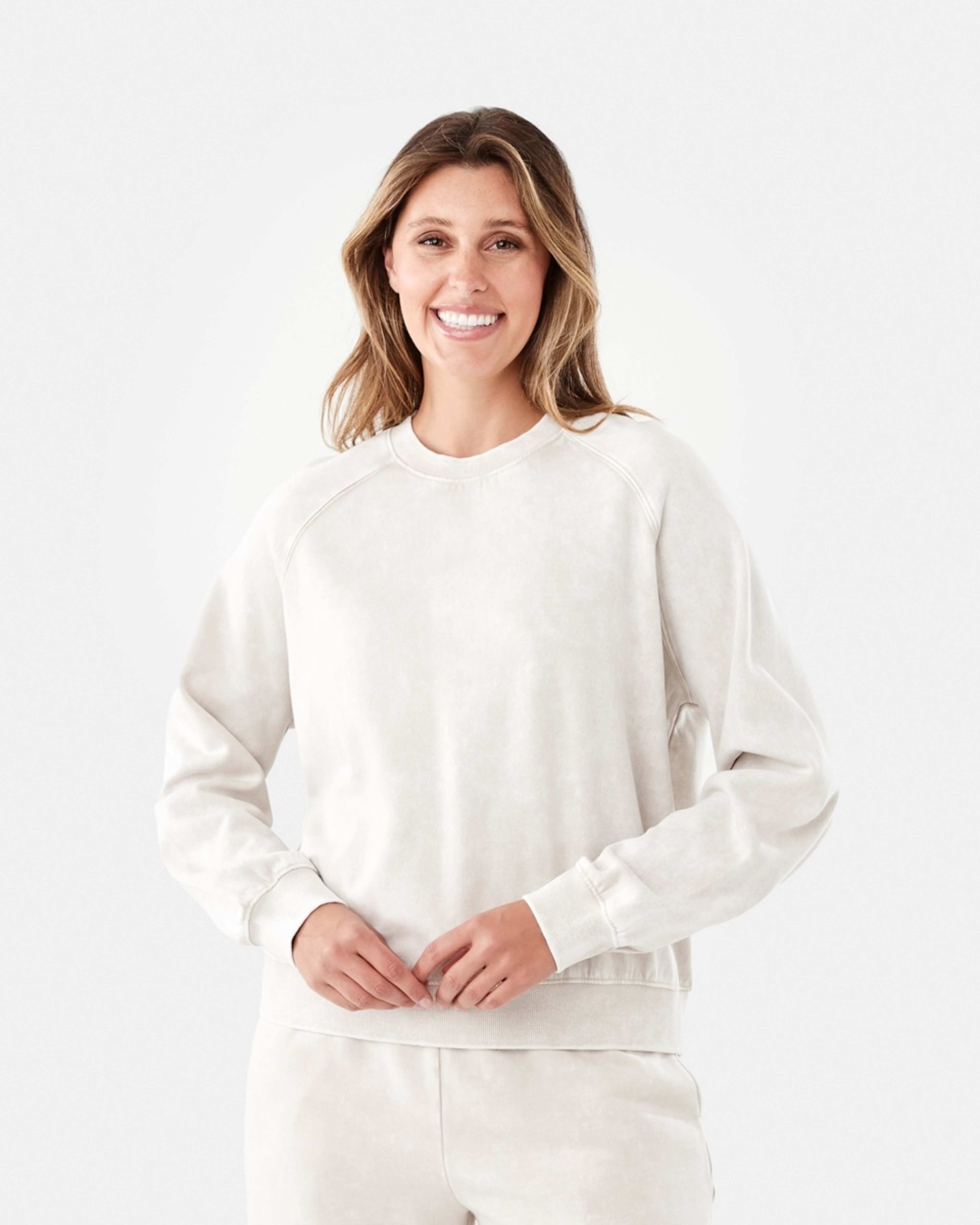 1 Long Sleeve Washed Sweatshirt Nat Beige
