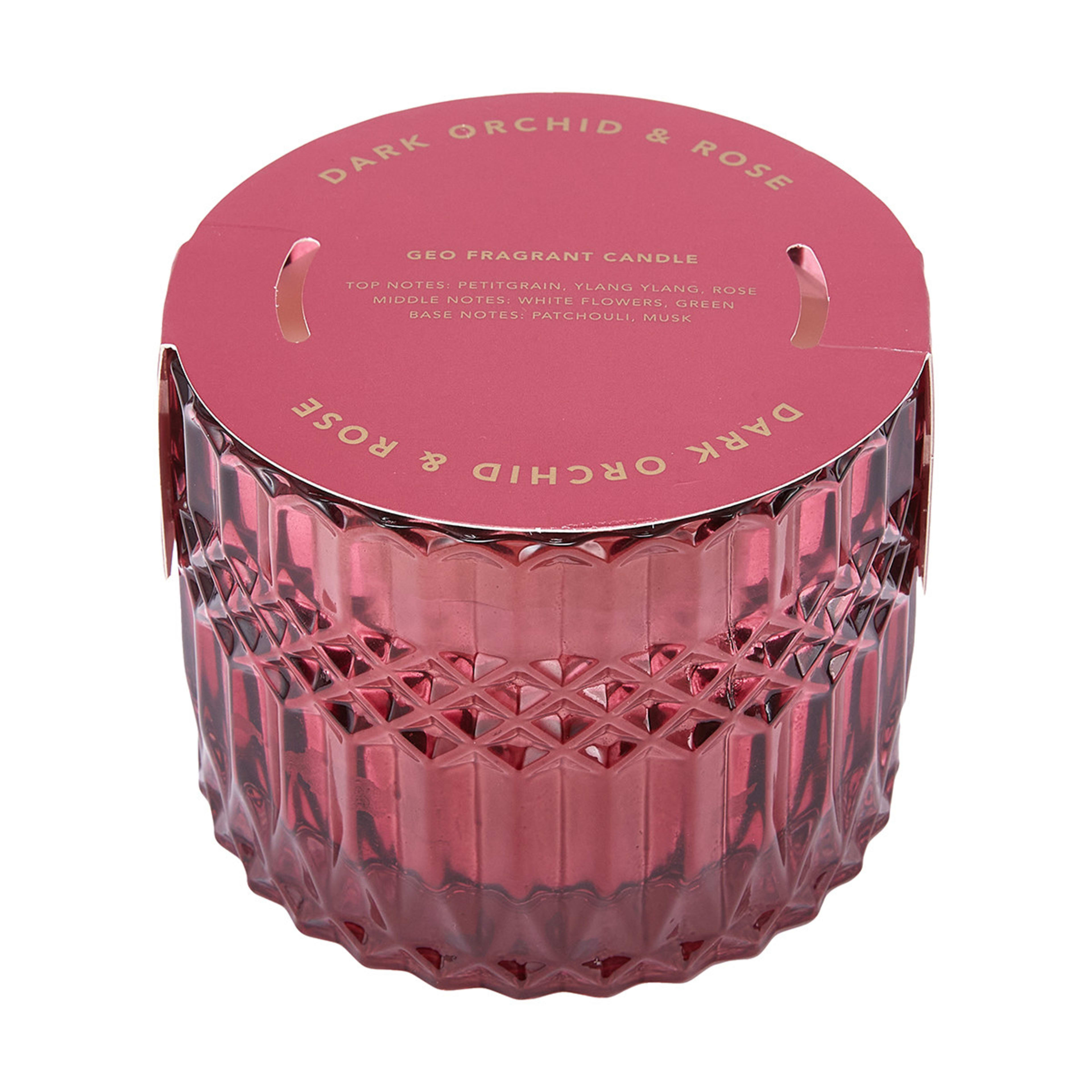 Dark Orchid and Rose Shiraz Geo Fragrant Candle Kmart