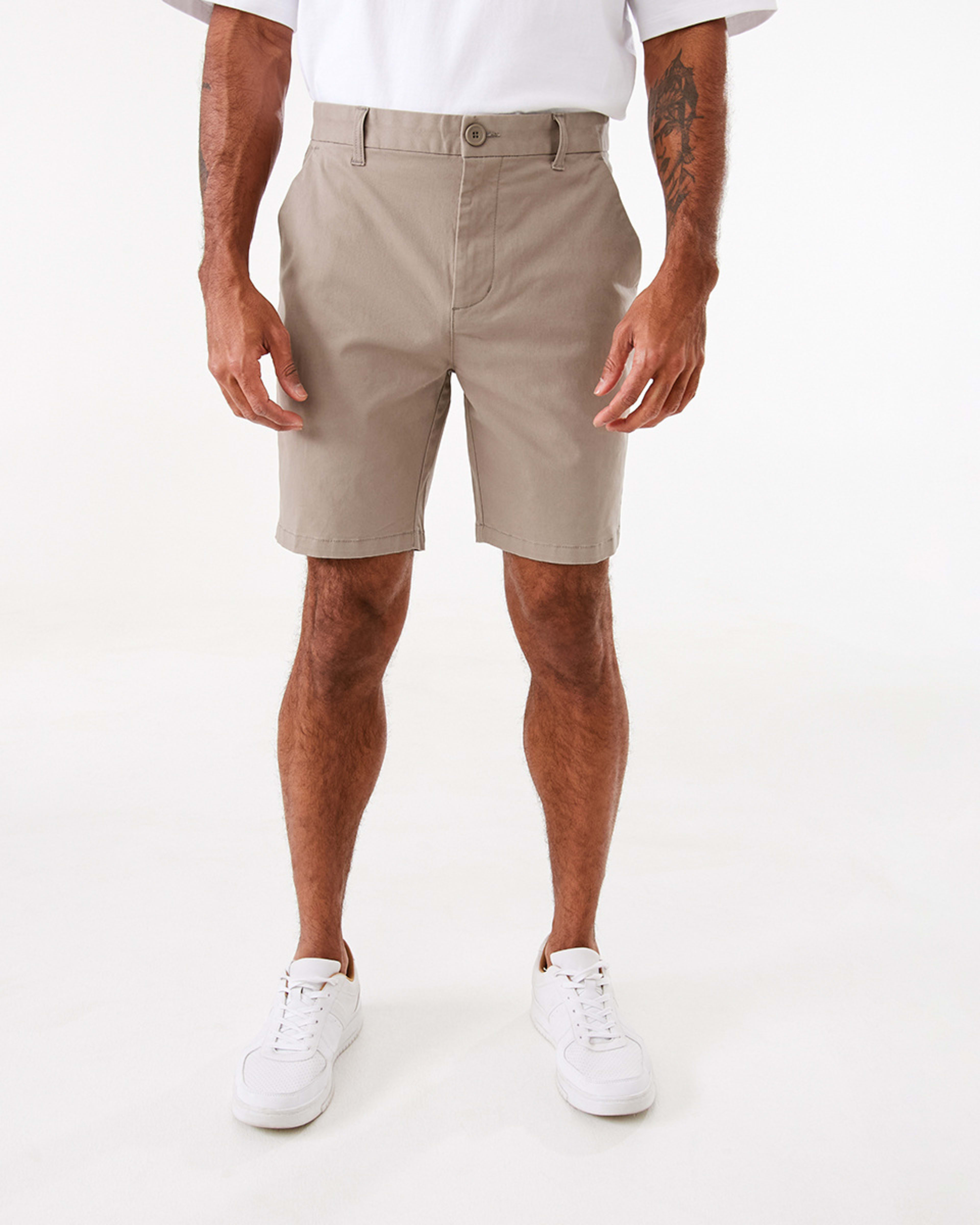 7 Fixed Waist Slim Stretch Chino Shorts Bge Taupe, 7 of 7