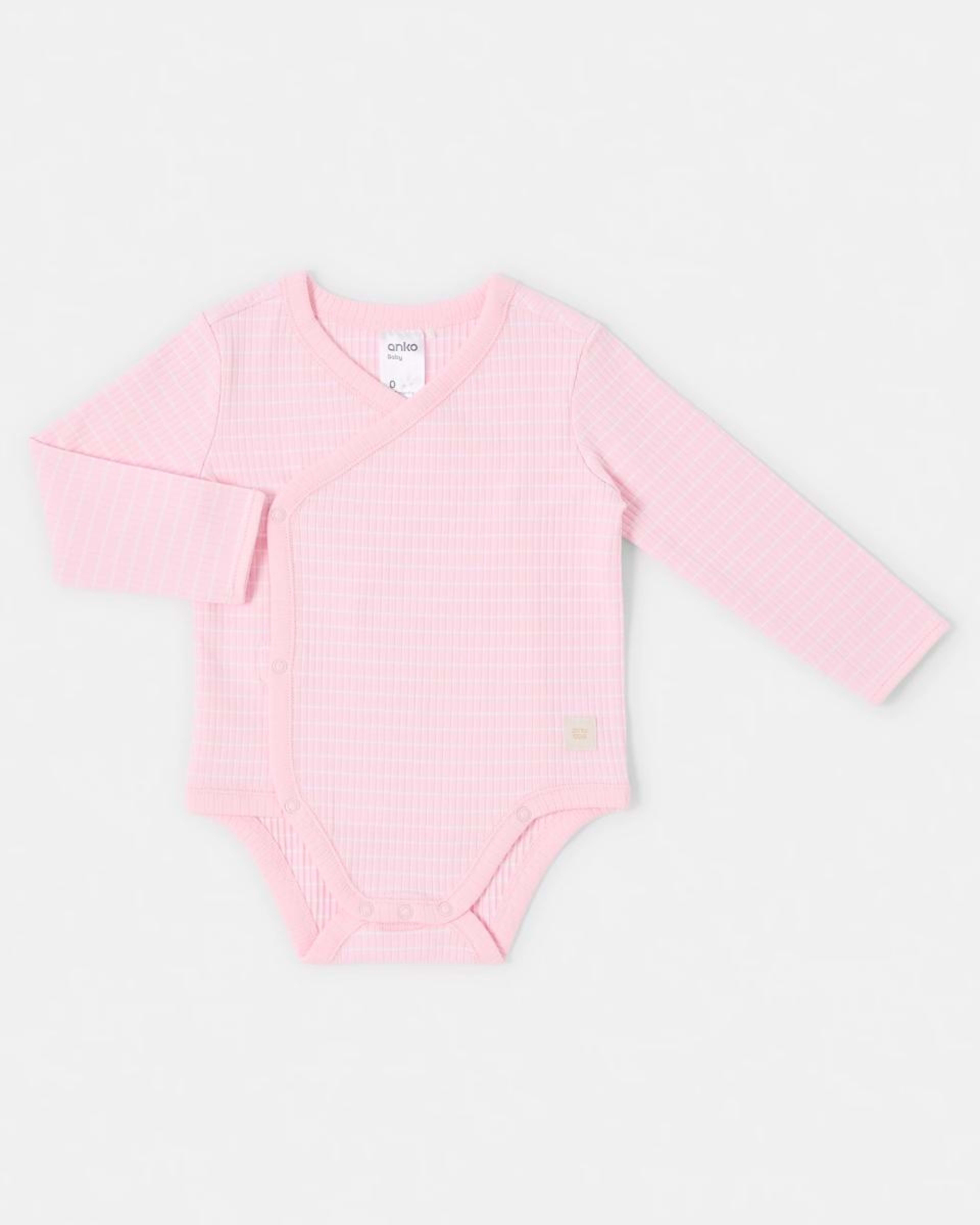 3 2 Piece Long Sleeve Wrap Newborn Set PINK STRIPE, 3 of 7