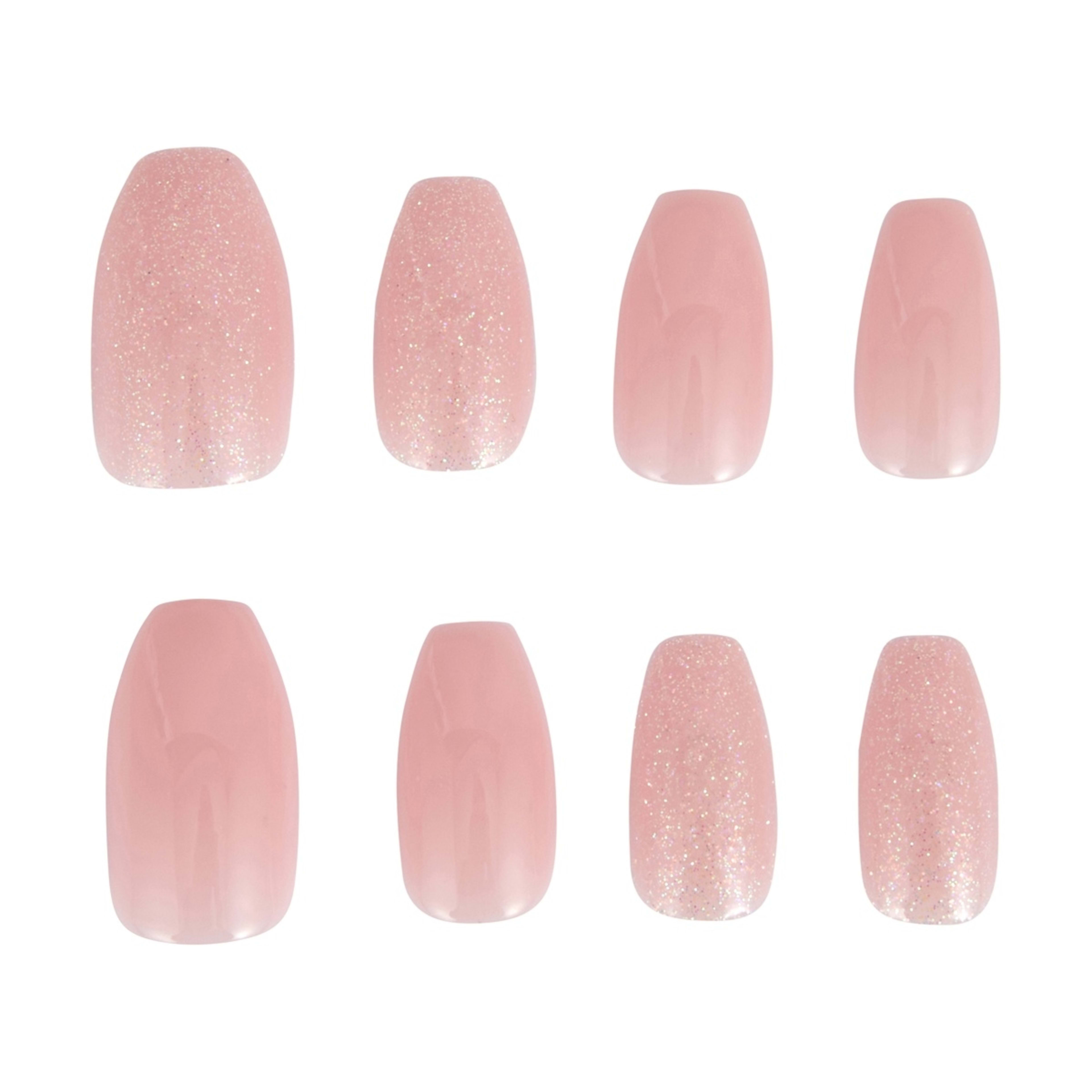 5 OXX Cosmetics 24 Pack Artificial Nails with Adhesive - Coffin Shape, Pink Shimmer, 5 of 5