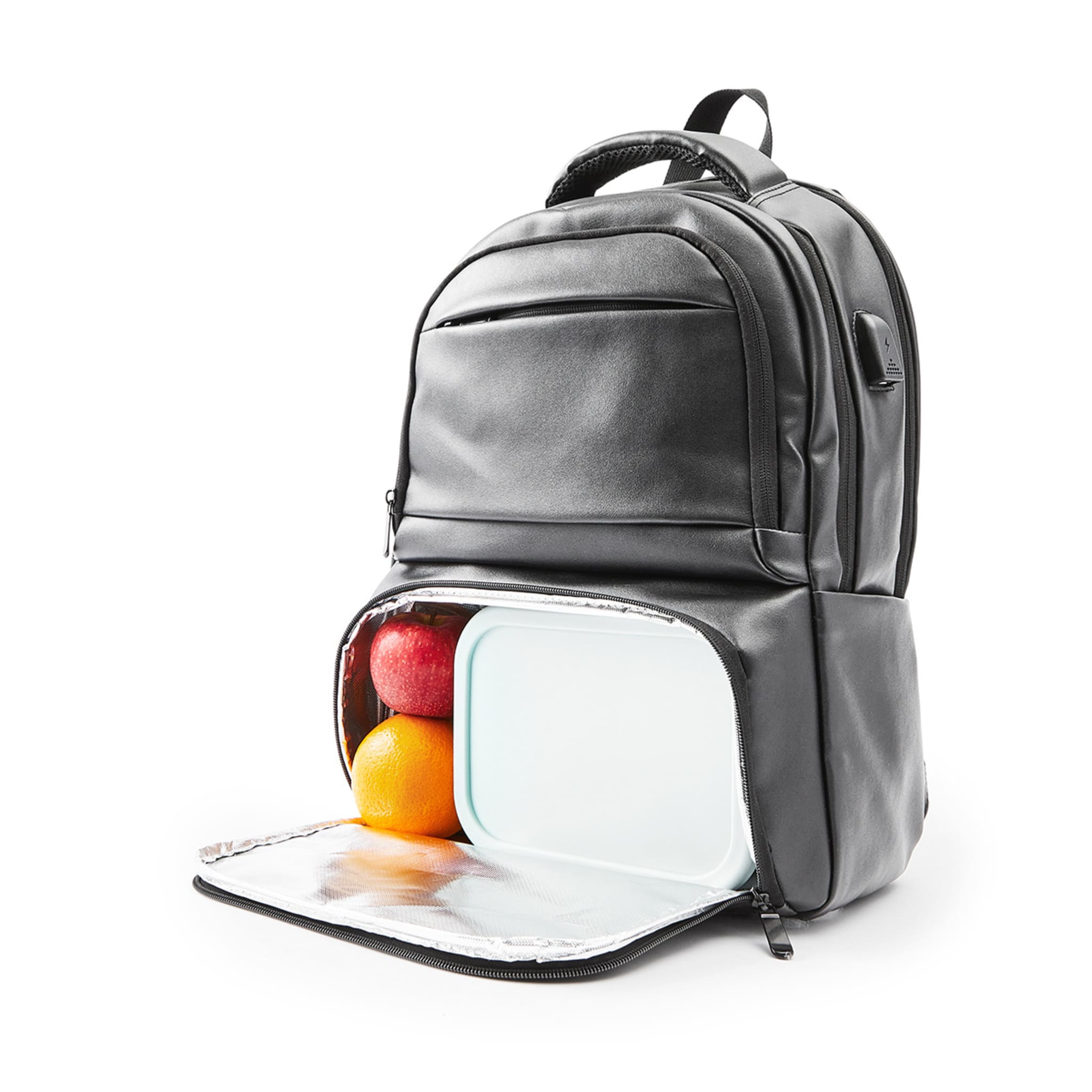 Commuter Insulated Backpack with USB Black Kmart