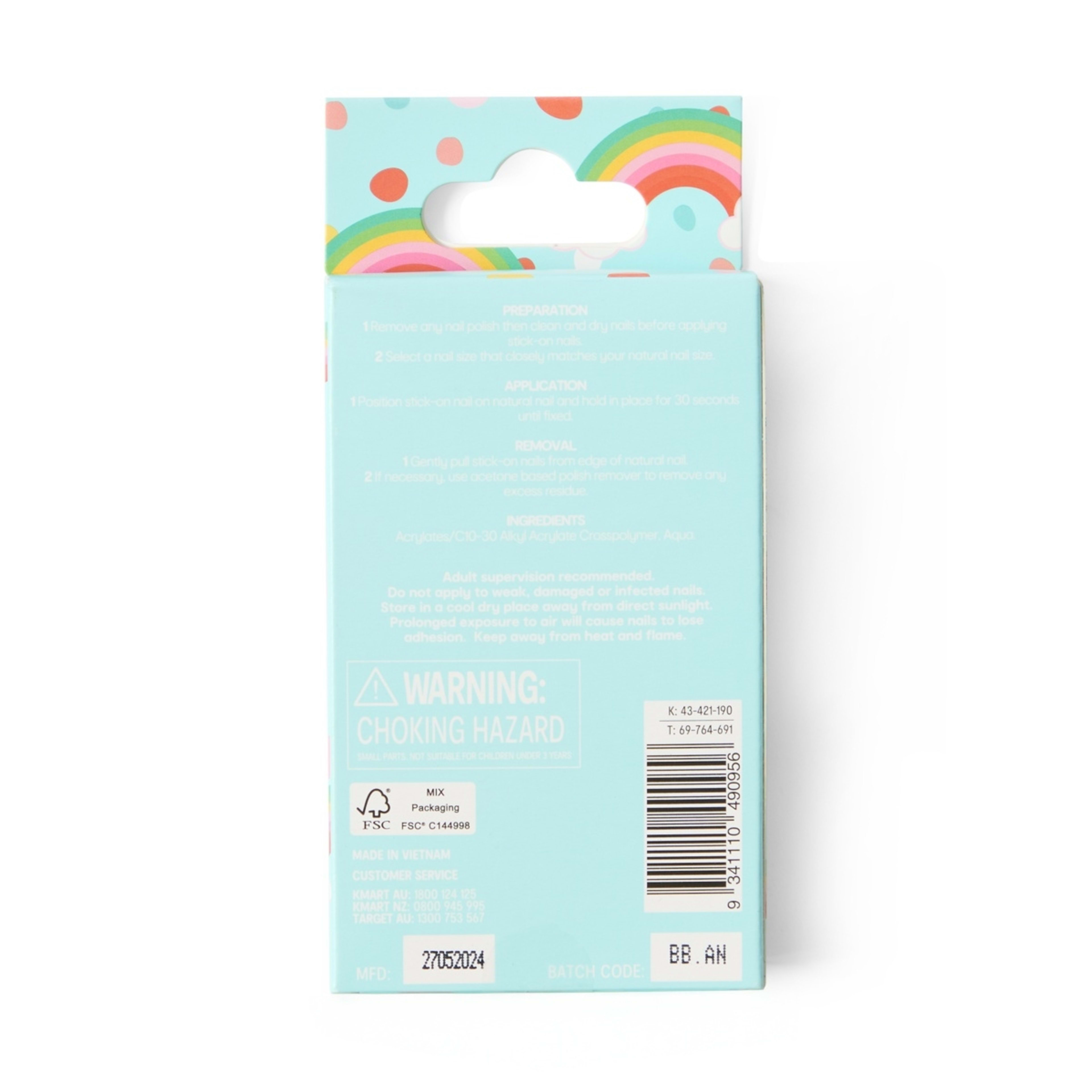 2 OXX Junior 24 Pack Kids Pre-Glued Stick-On Nails - Chunky Glitter and 3D Butterfly, 2 of 4
