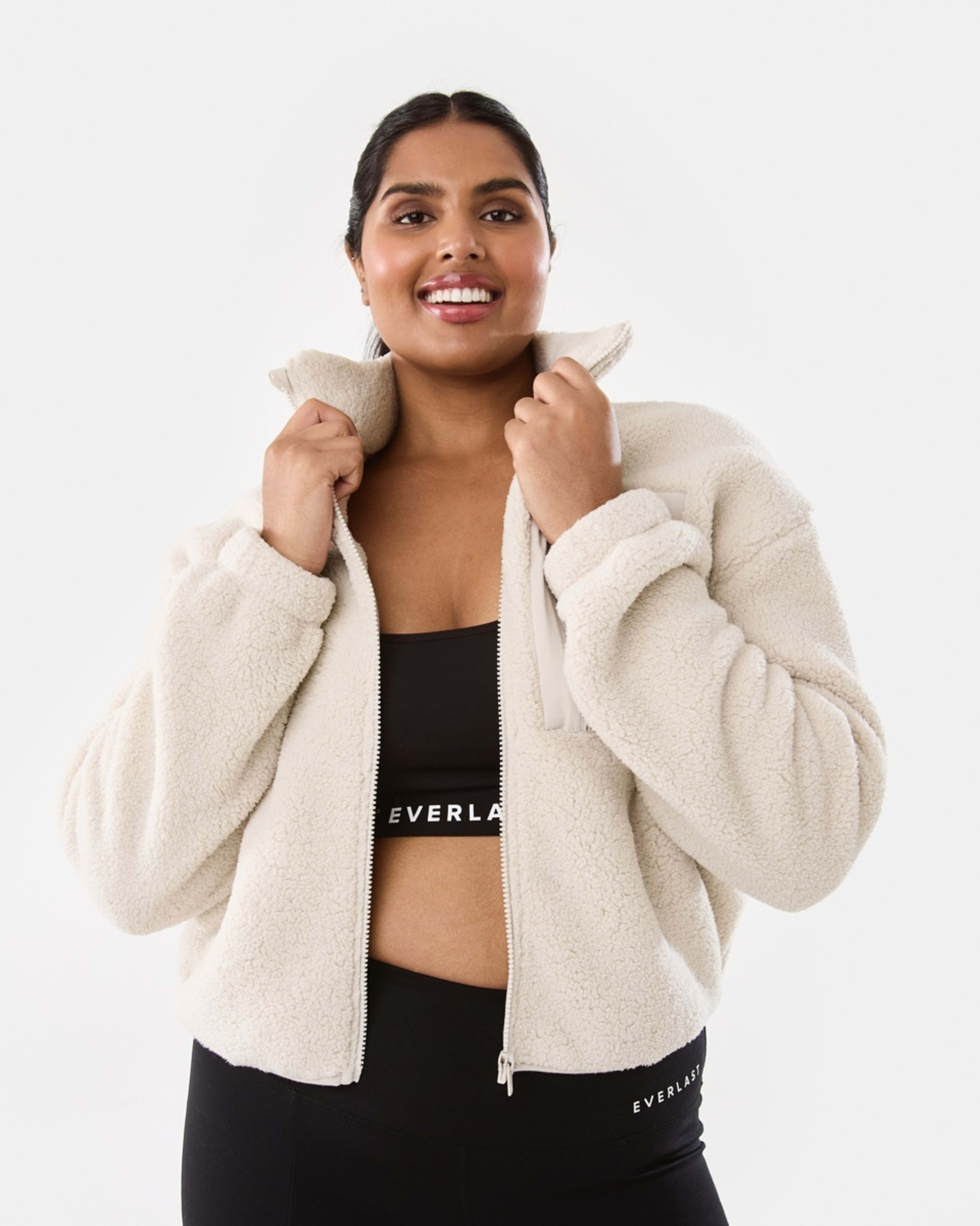 3 Everlast Womens Sherpa Jacket Cool Beige, 3 of 10