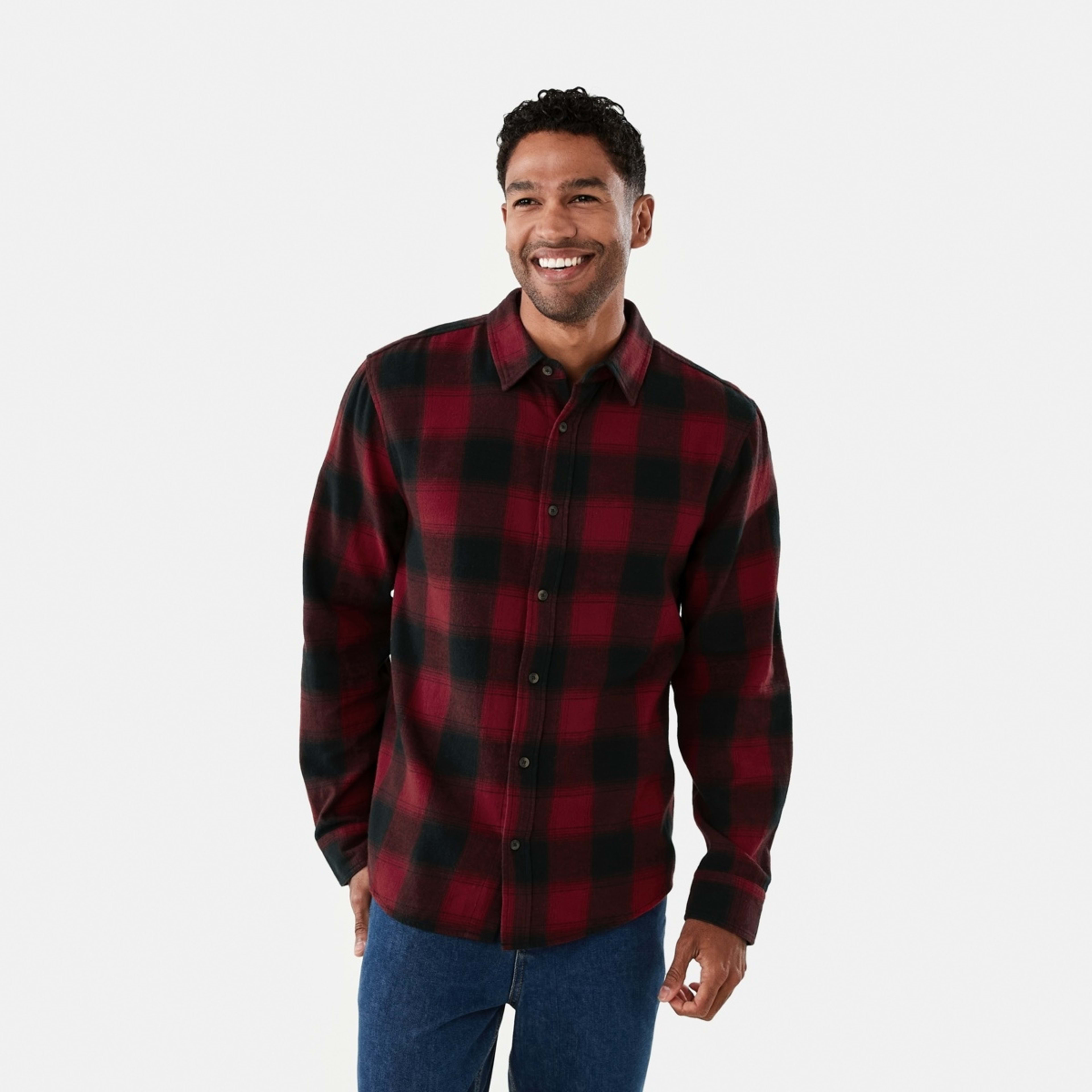 1 Long Sleeve Buffalo Check Shirt Bronco Check Rosewood Red, 1 of 7