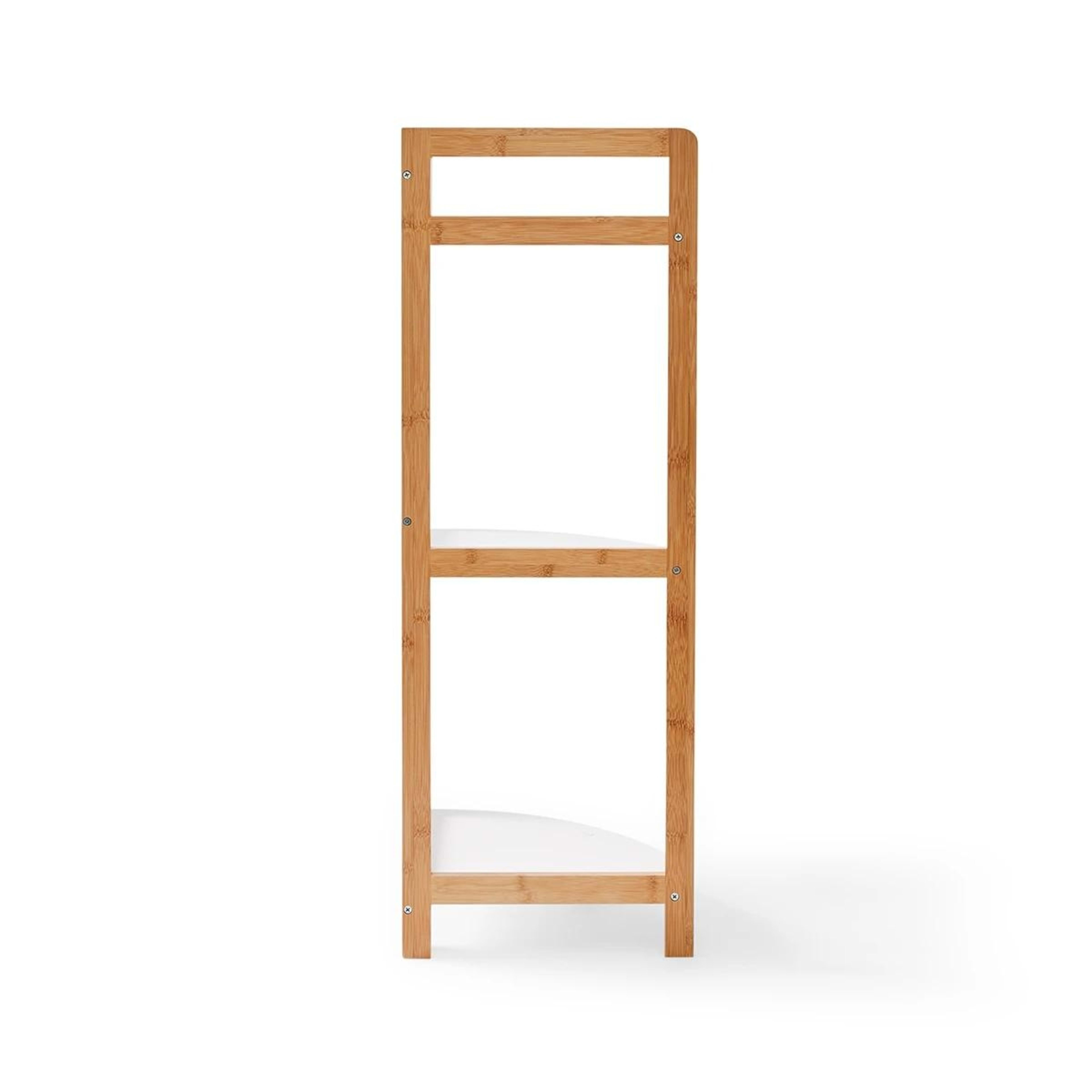 8 Bamboo and White 3 Tier Corner Shelf, 8 of 10