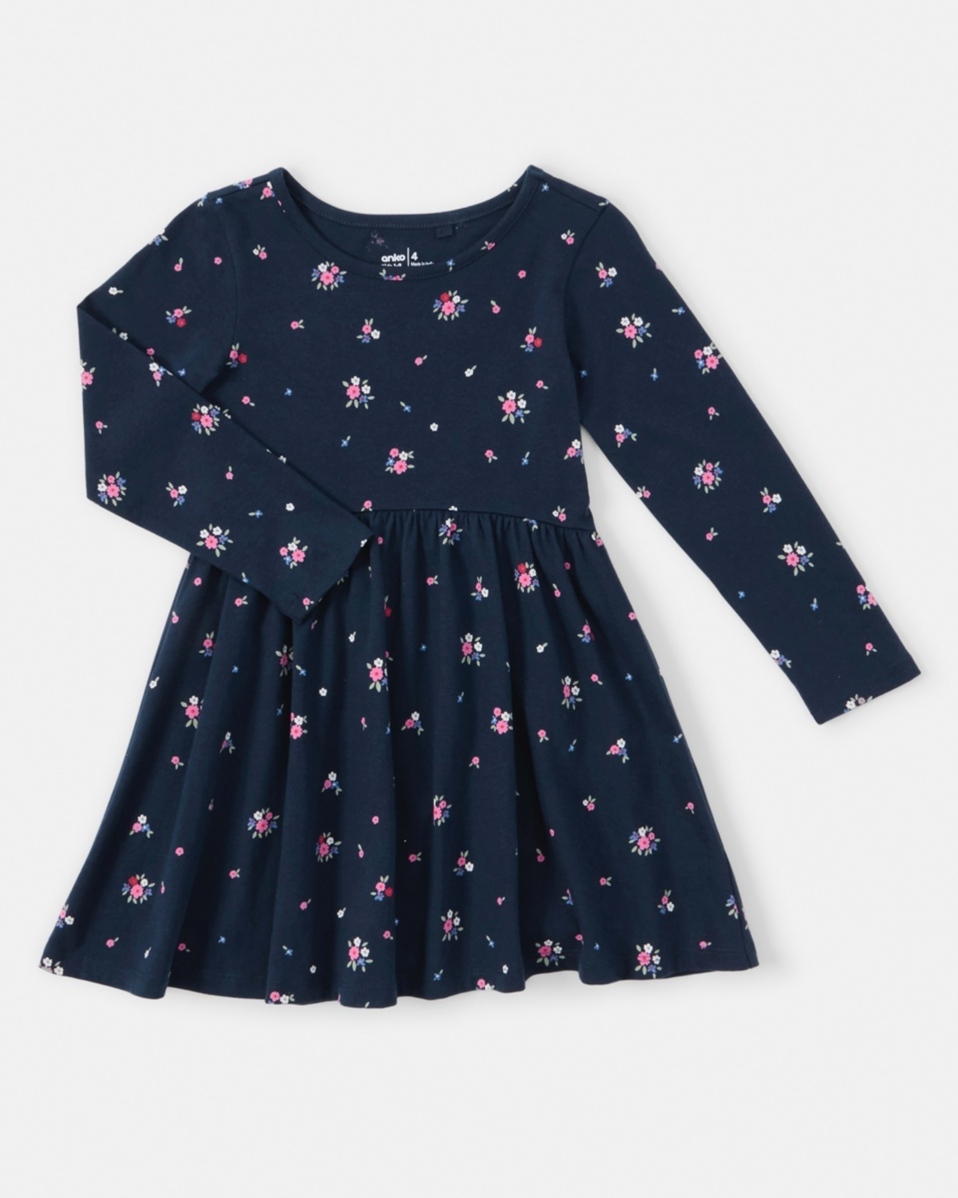 7 Long Sleeve Jersey Dress Ditsy, 7 of 8