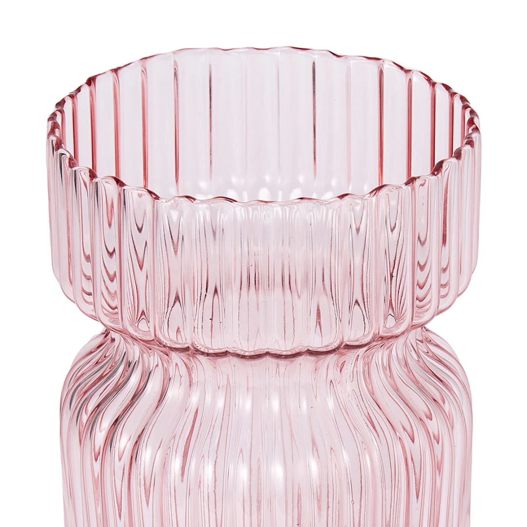 Small Pink Ribbed Vase Kmart