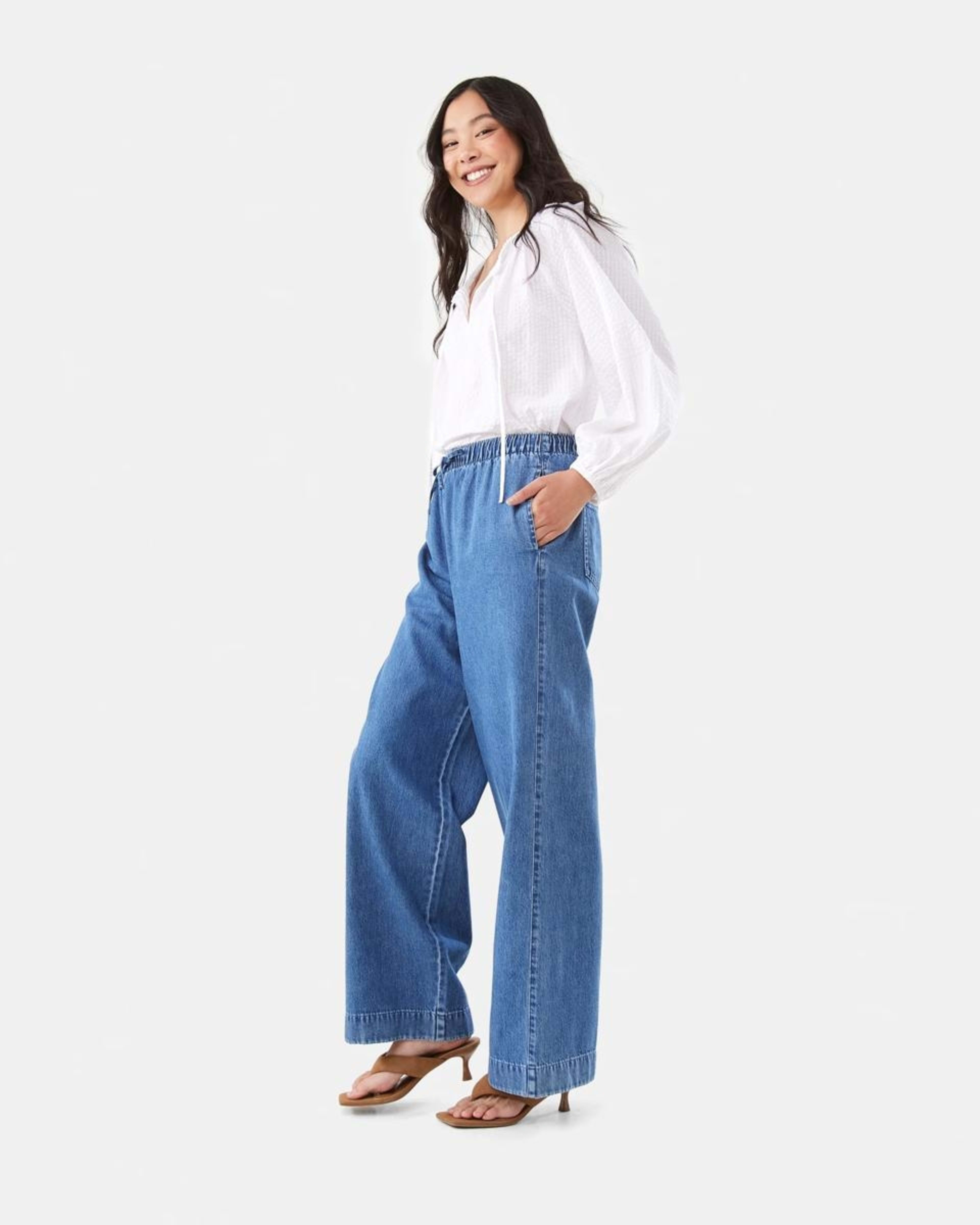 3 Comfort Wide Leg Jeans MID WASH, 3 of 9