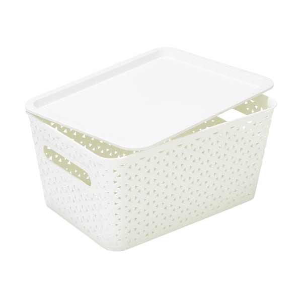 Storage Container with Lid - Small, White