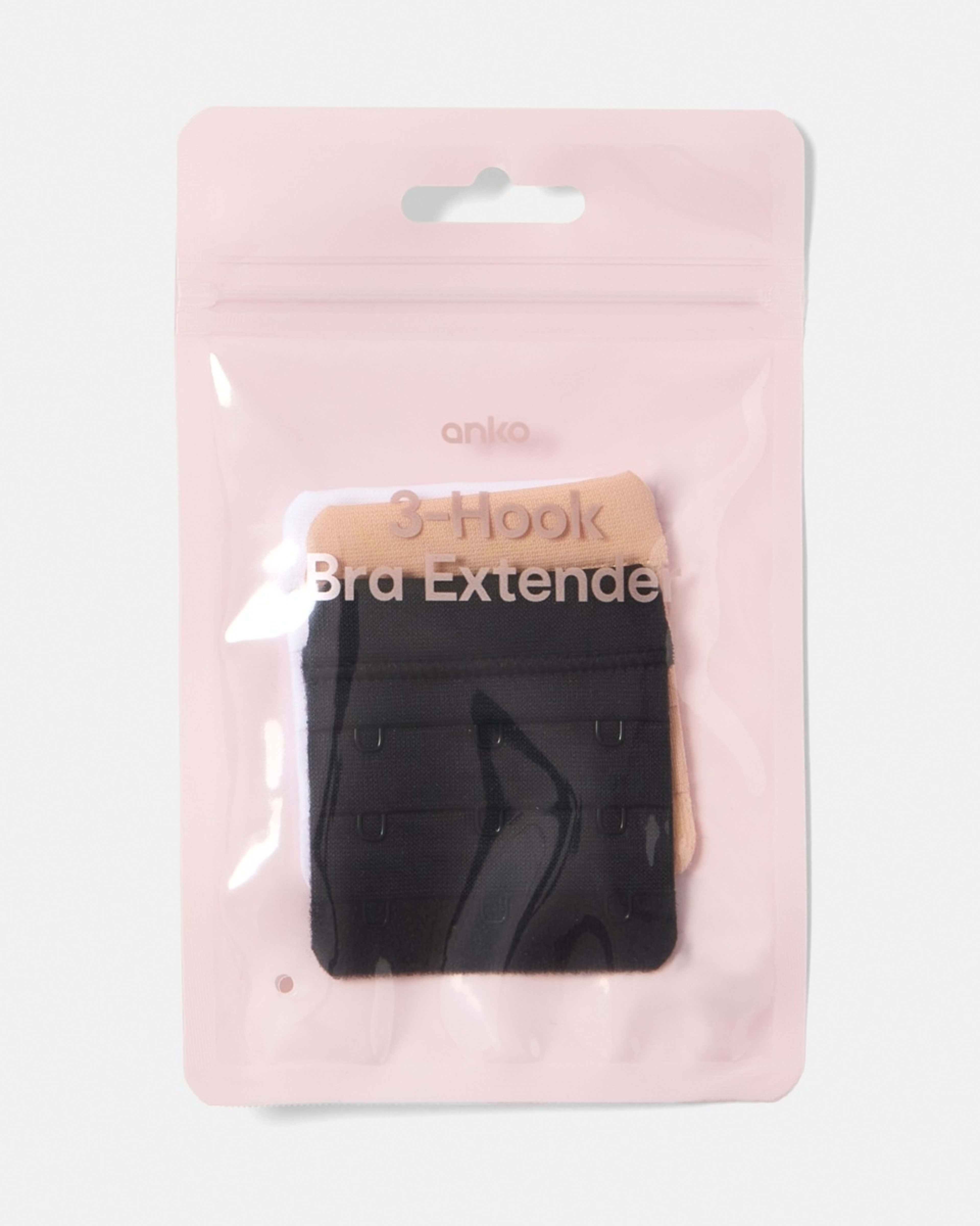 3 3 Pack 3-Hook Bra Extender BLACK, BEIGE, WHITE, 3 of 4