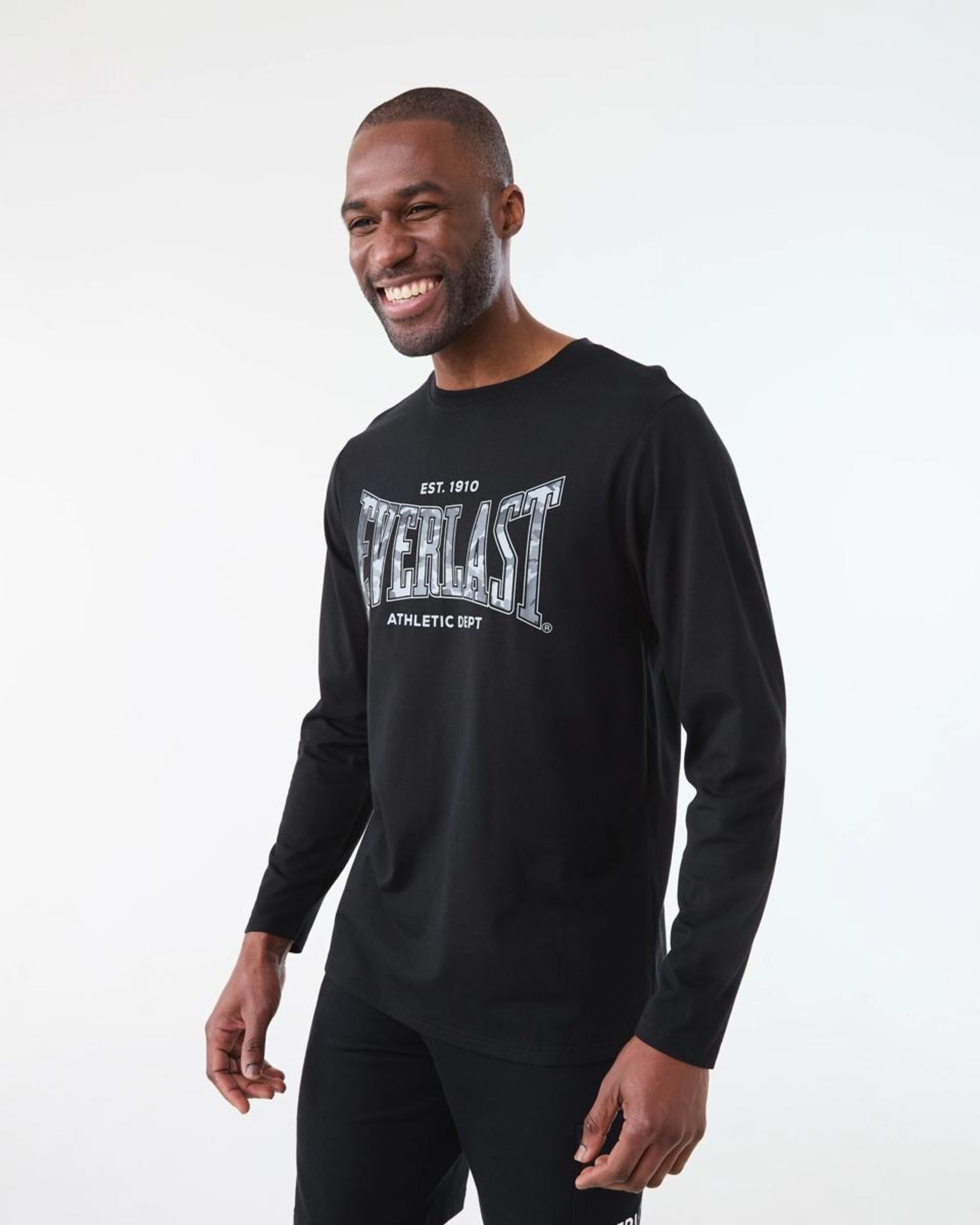 2 Everlast Mens Relaxed Printed Long Sleeve T-shirt EVERLAST BLACK, 2 of 6