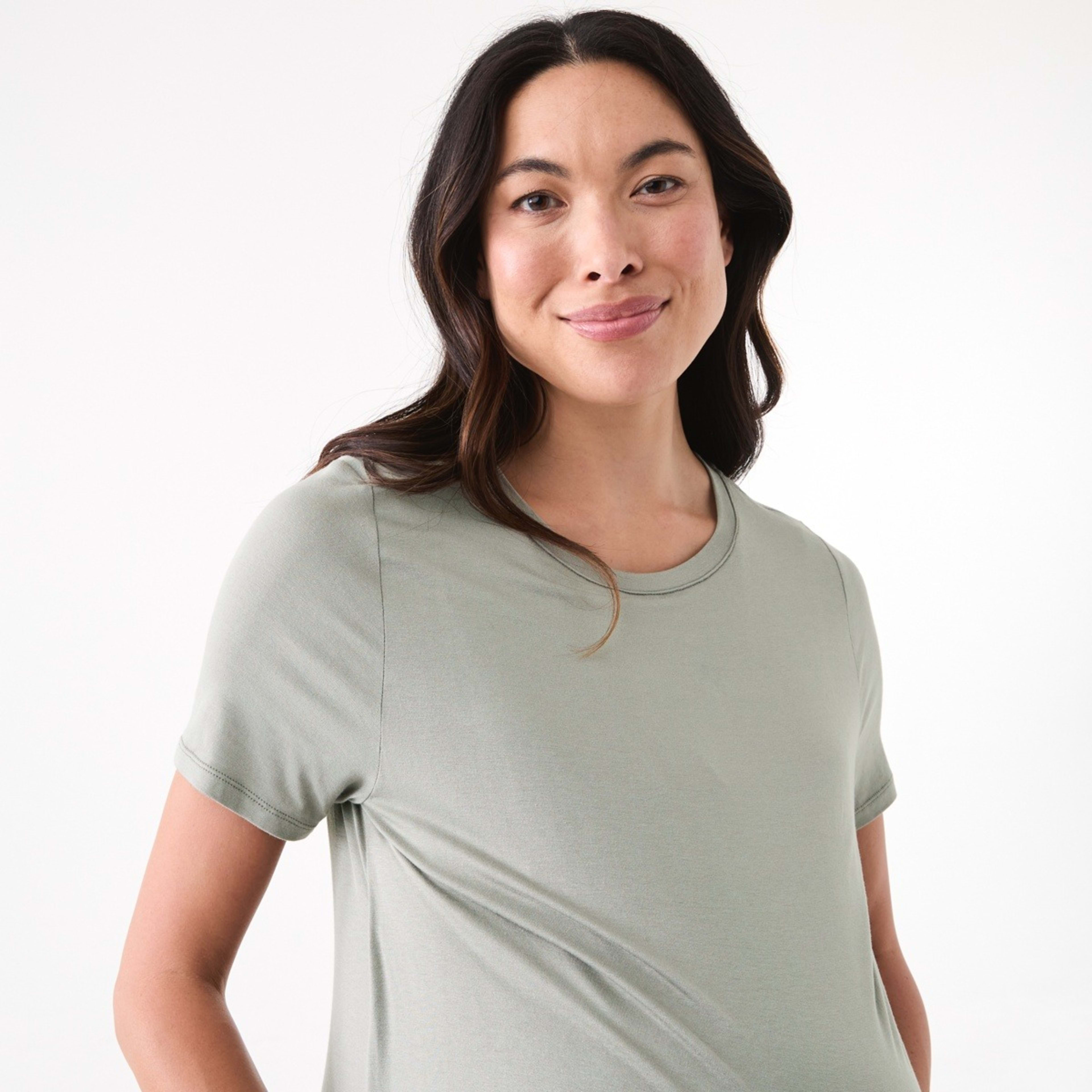 4 Maternity Overlay T-shirt Soft Khaki, 4 of 5