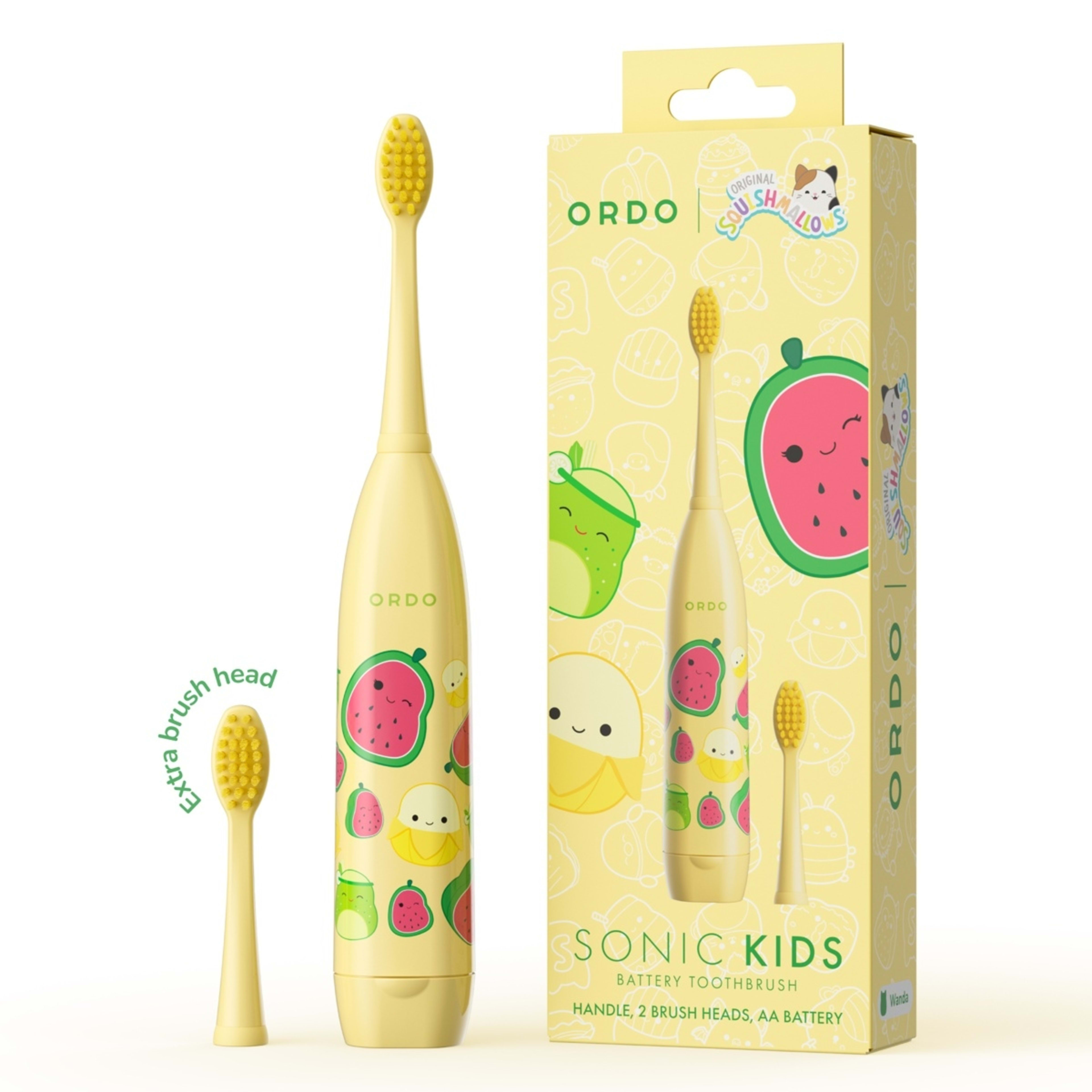1 Original Squishmallows Ordo Sonic Kids Battery Toothbrush - Wanda