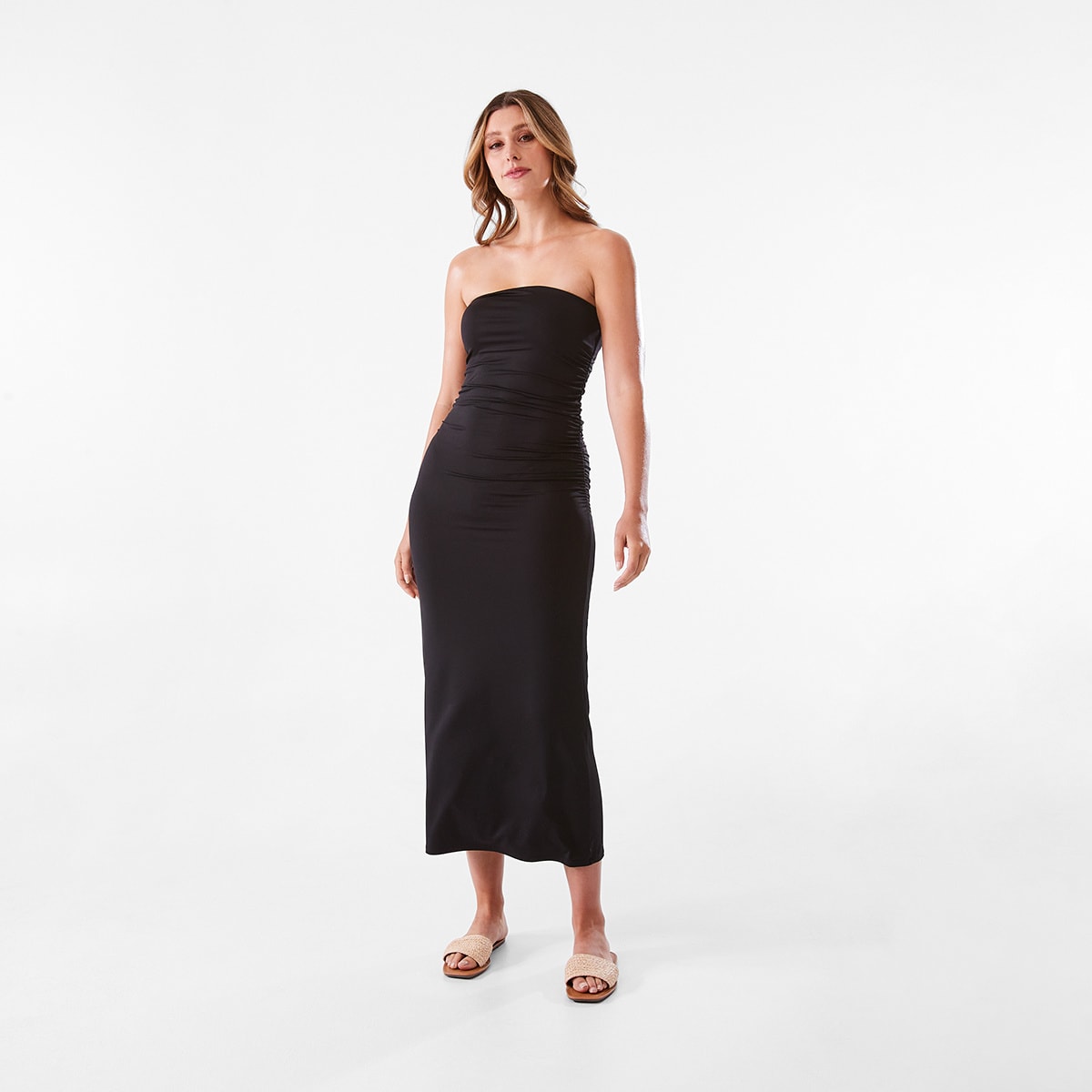 Strapless Ruched Luxe Maxi Dress Kmart