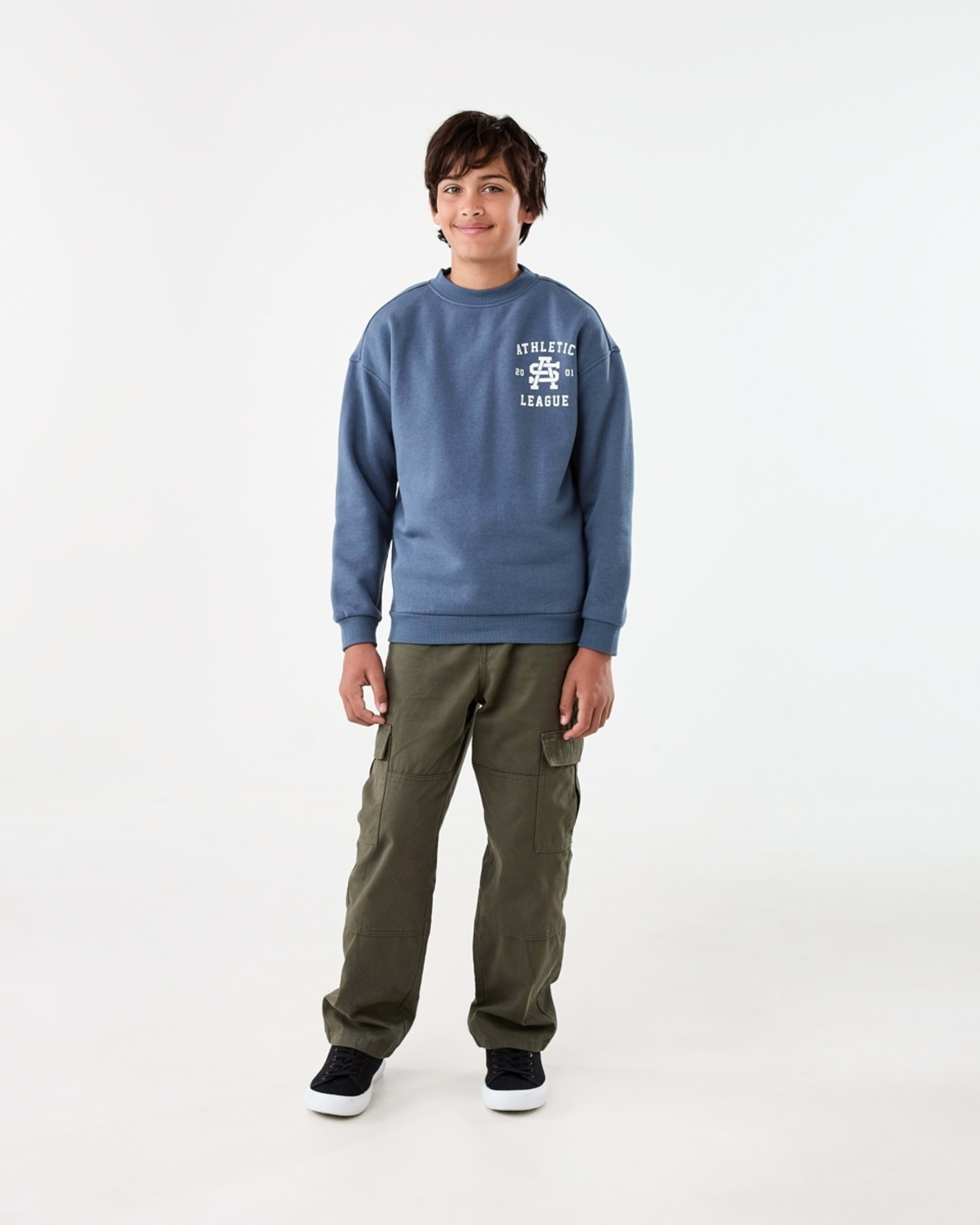 6 Oversized Graphic Crew Neck Sweatshirt Blu Athlet, 6 of 9