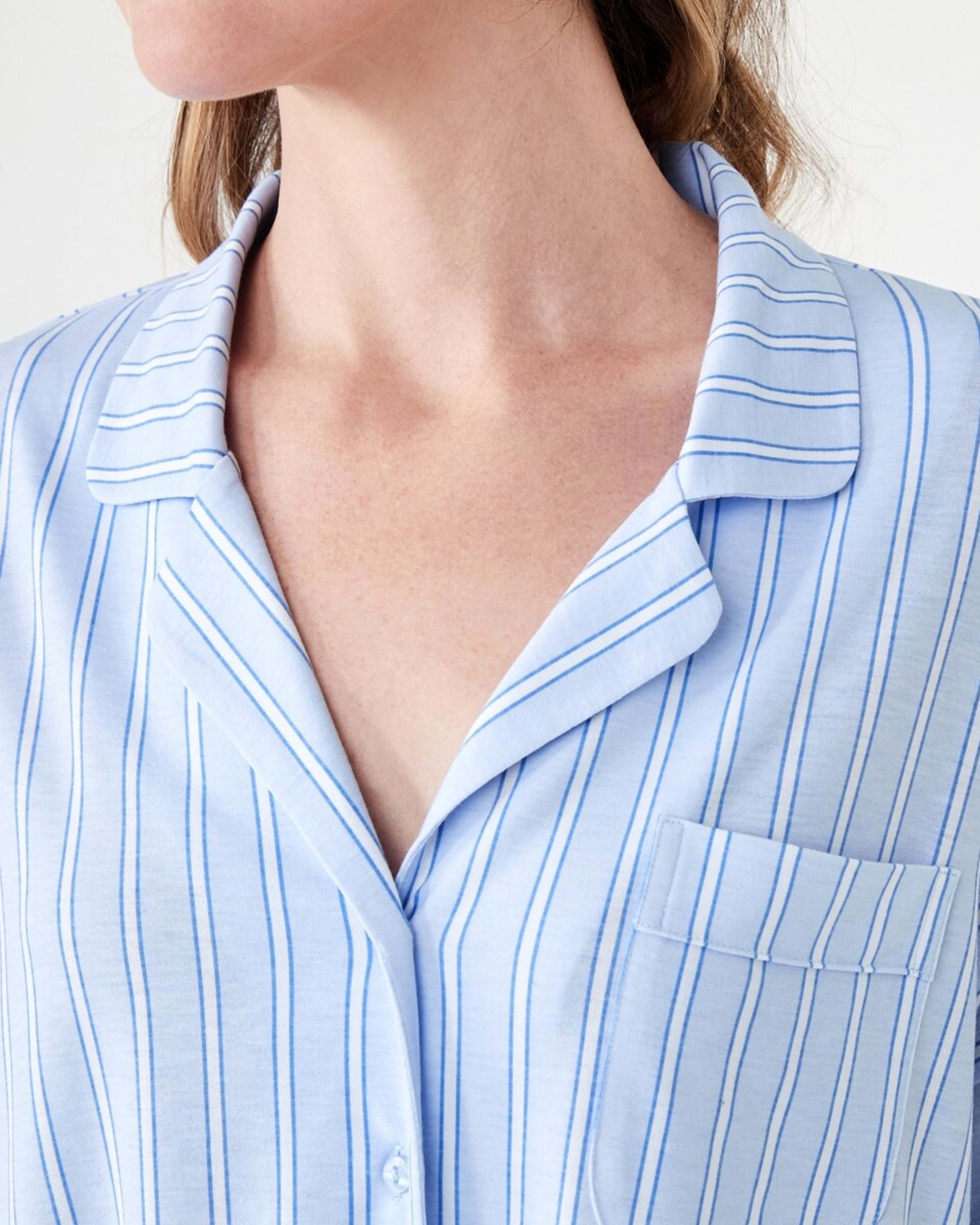 5 Long Sleeve Top and Shorts Comfort Pyjama Set TONAL STRIPE HALOGEN BLUE, 5 of 8