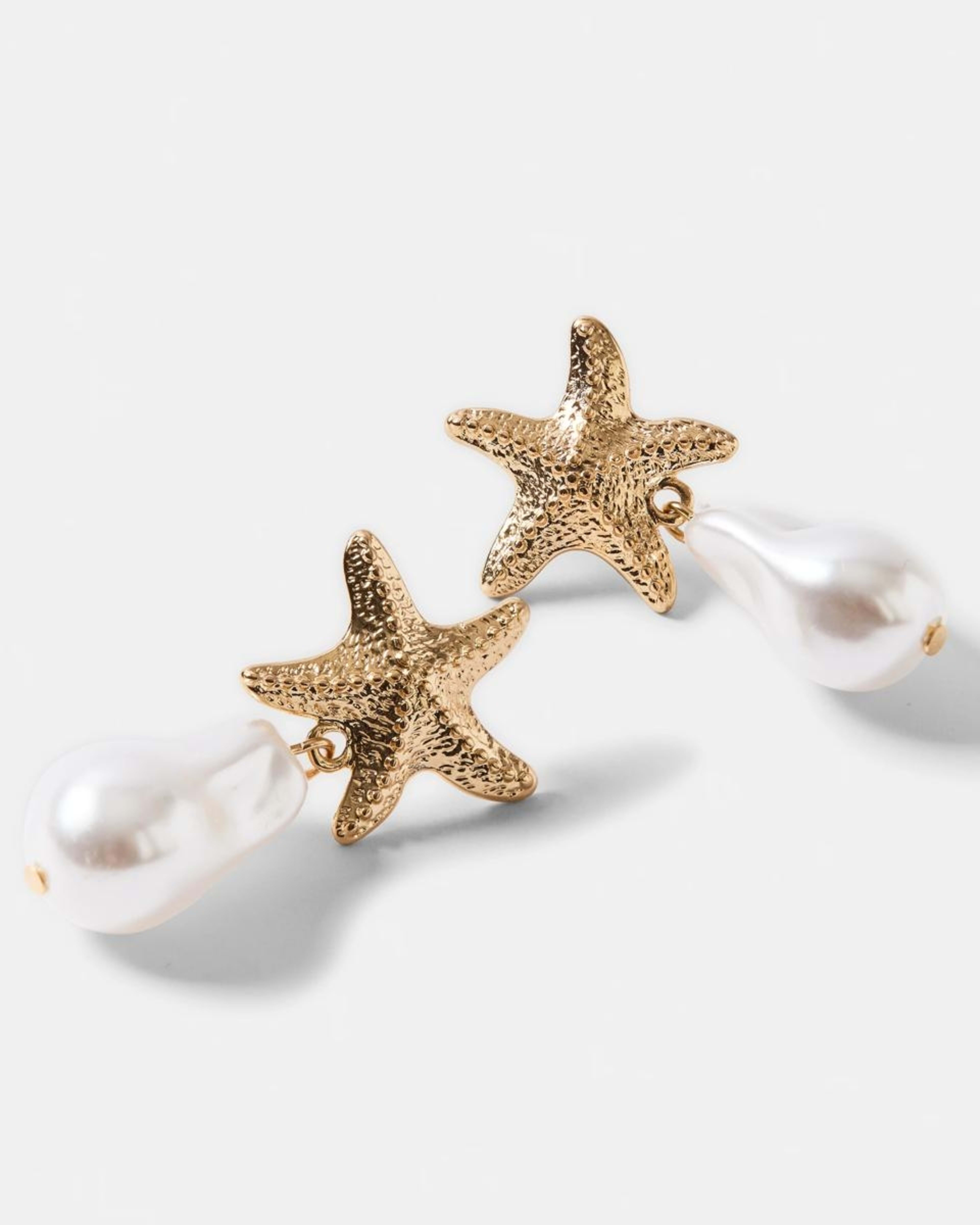 3 Starfish Faux Pearl Drop Earrings - Gold Tone GOLD METAL, 3 of 6
