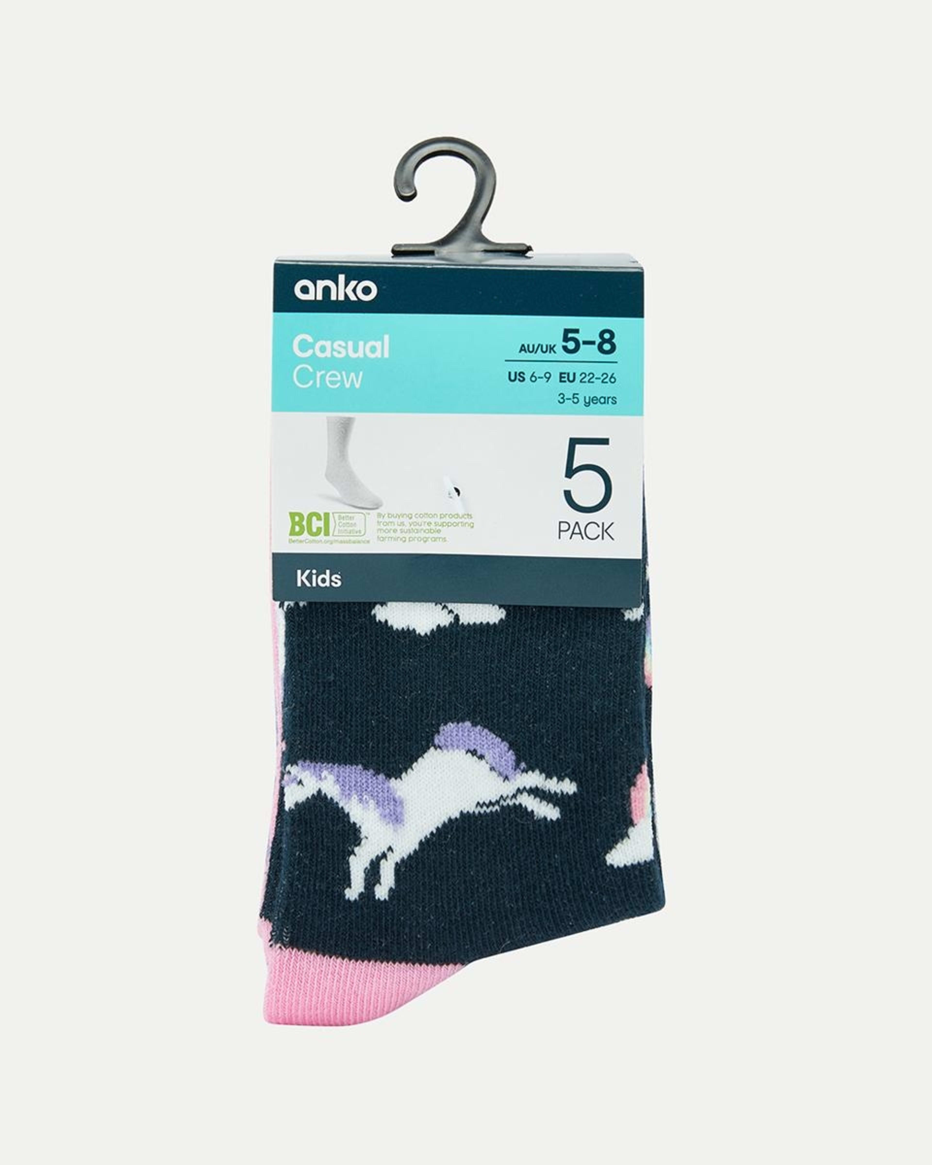 3 5 Pack Crew Socks Unicorn, 3 of 3