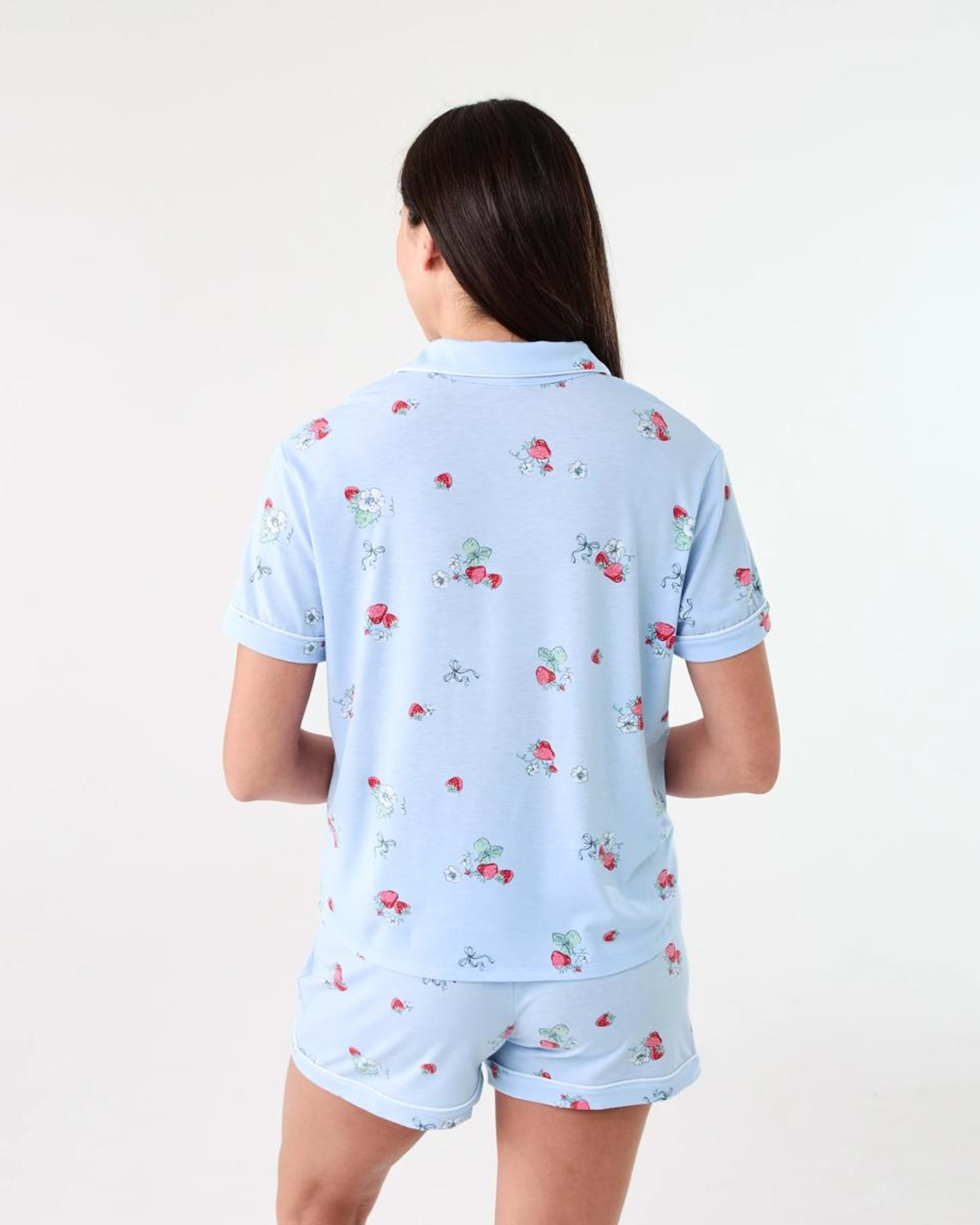 3 Short Sleeve Top and Shorts Comfort Pyjama Set HALO BERRY HALOGEN BLUE, 3 of 8