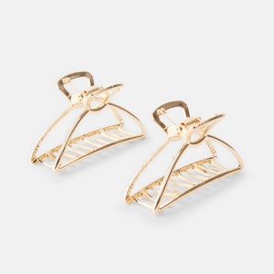 2 Pack Open Metal Claw Hair Clips - Gold Look