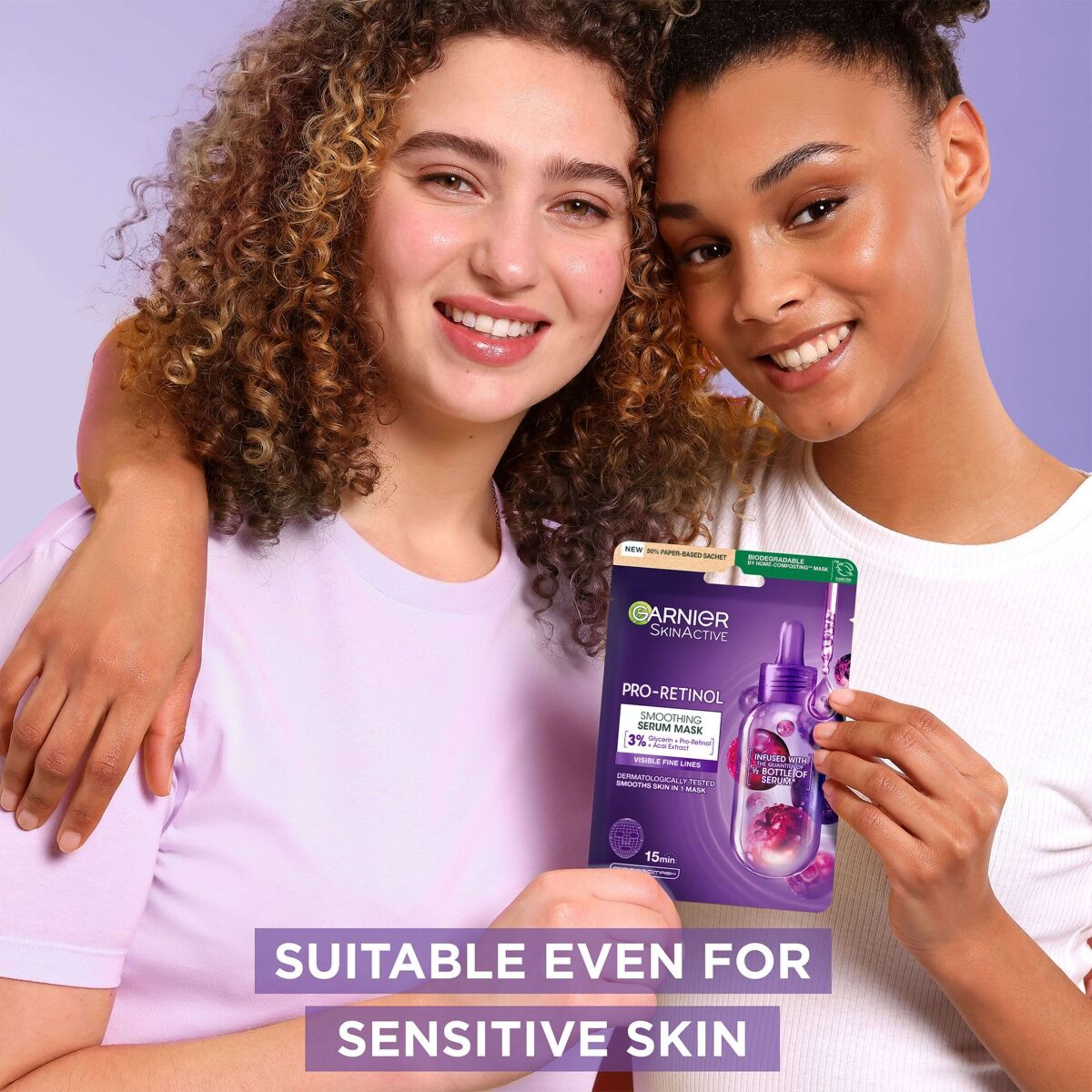 7 Garnier SkinActive Smoothing Serum Mask 28g - Glycerin, Pro-Retinol and Acai Extract, 7 of 9