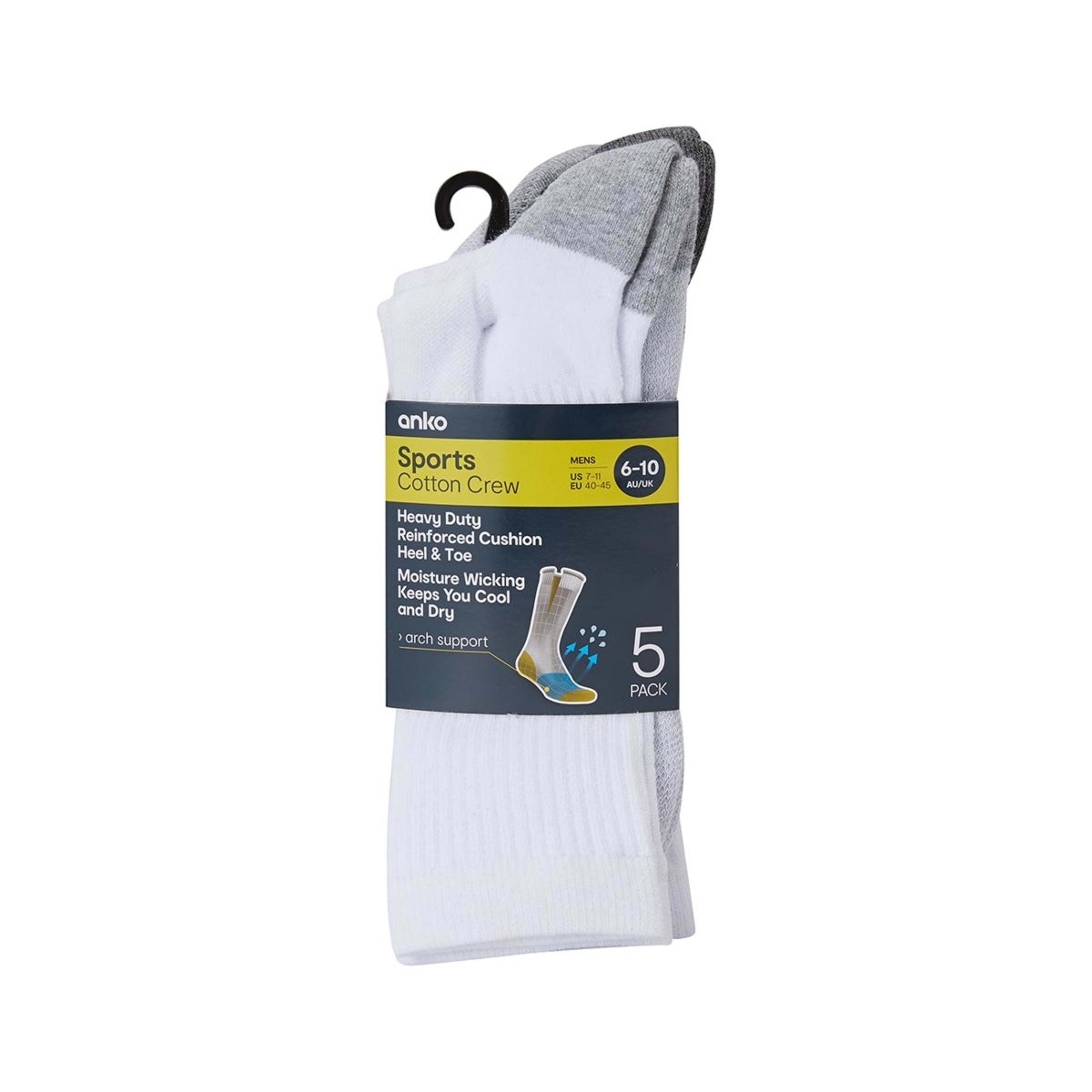 3 5 Pack Super Tough Crew Socks White Colour, 3 of 3