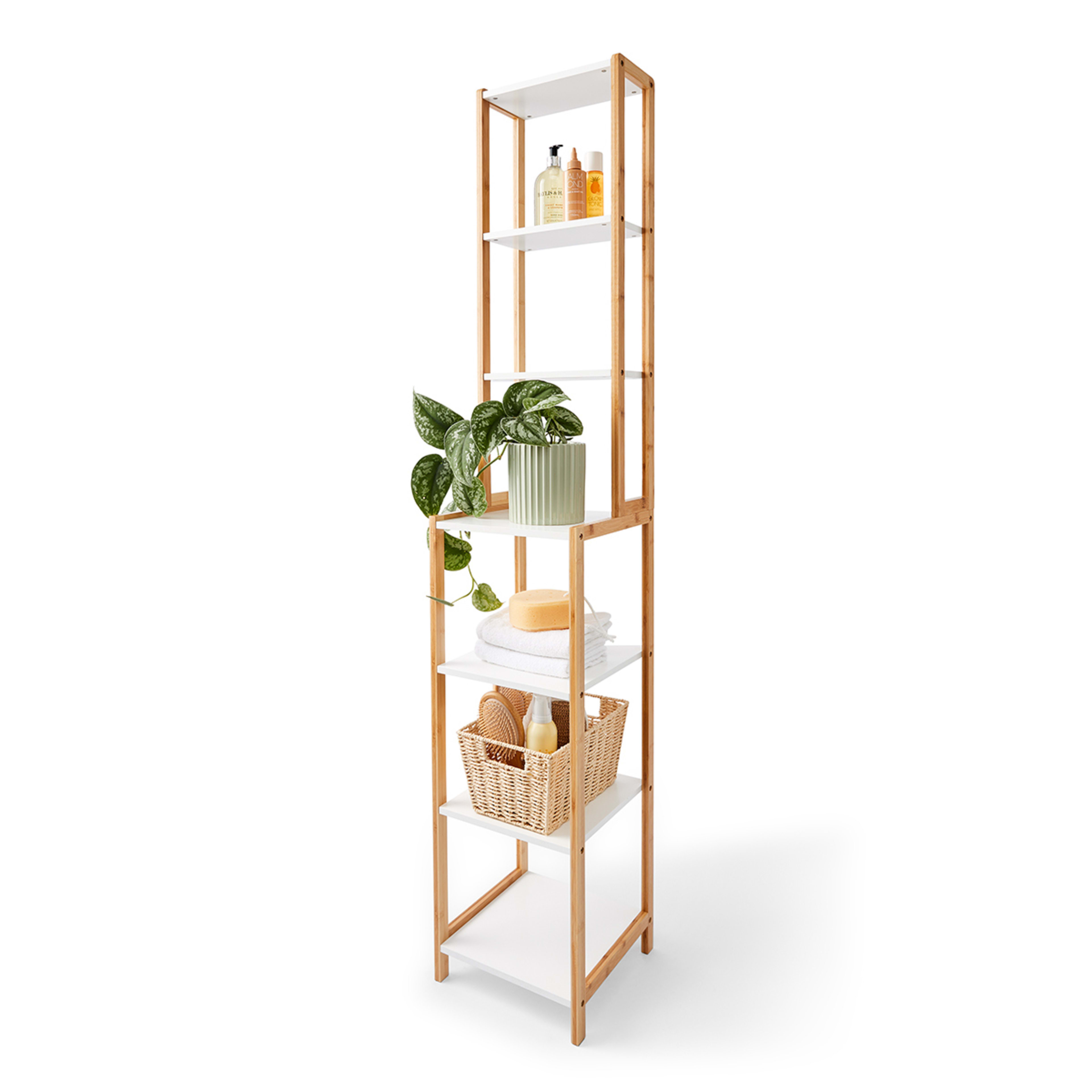 1 Bamboo and White 7 Tier Shelf
