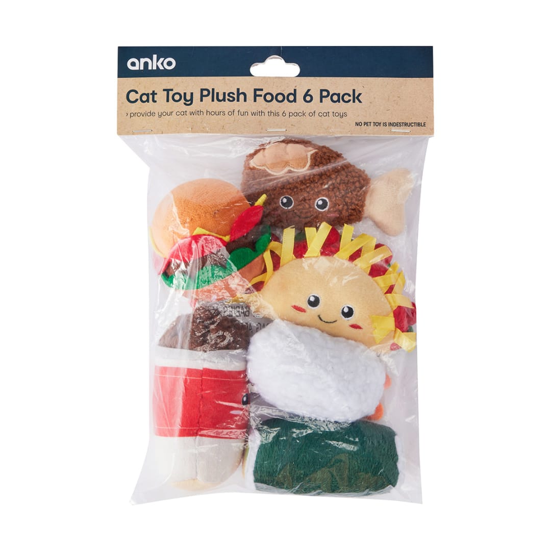 Cat Toy Plush Food 6 Pack Kmart