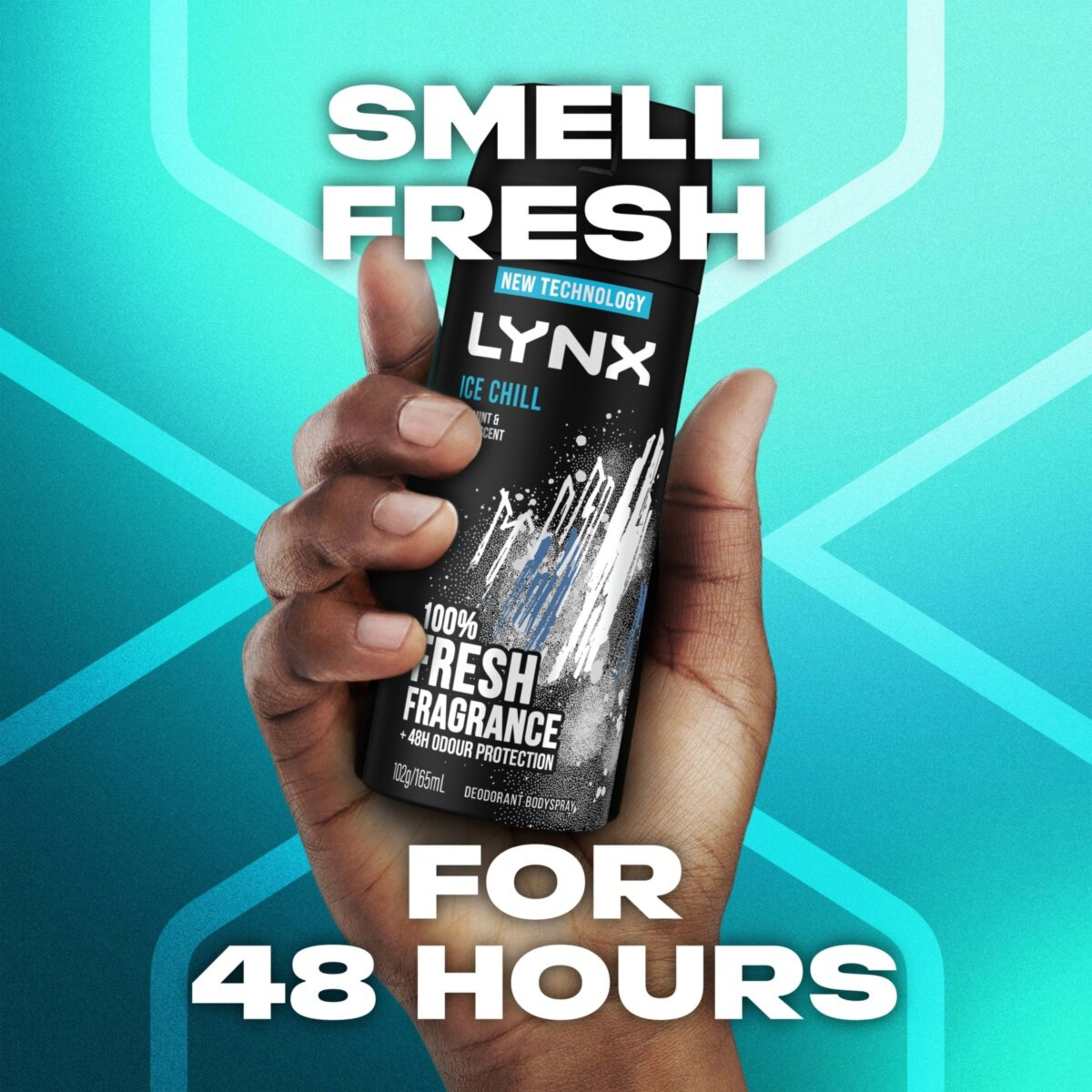 3 LYNX Ice Chill Deodorant Bodyspray 165ml - Iced Mint and Lemon Scent, 3 of 7