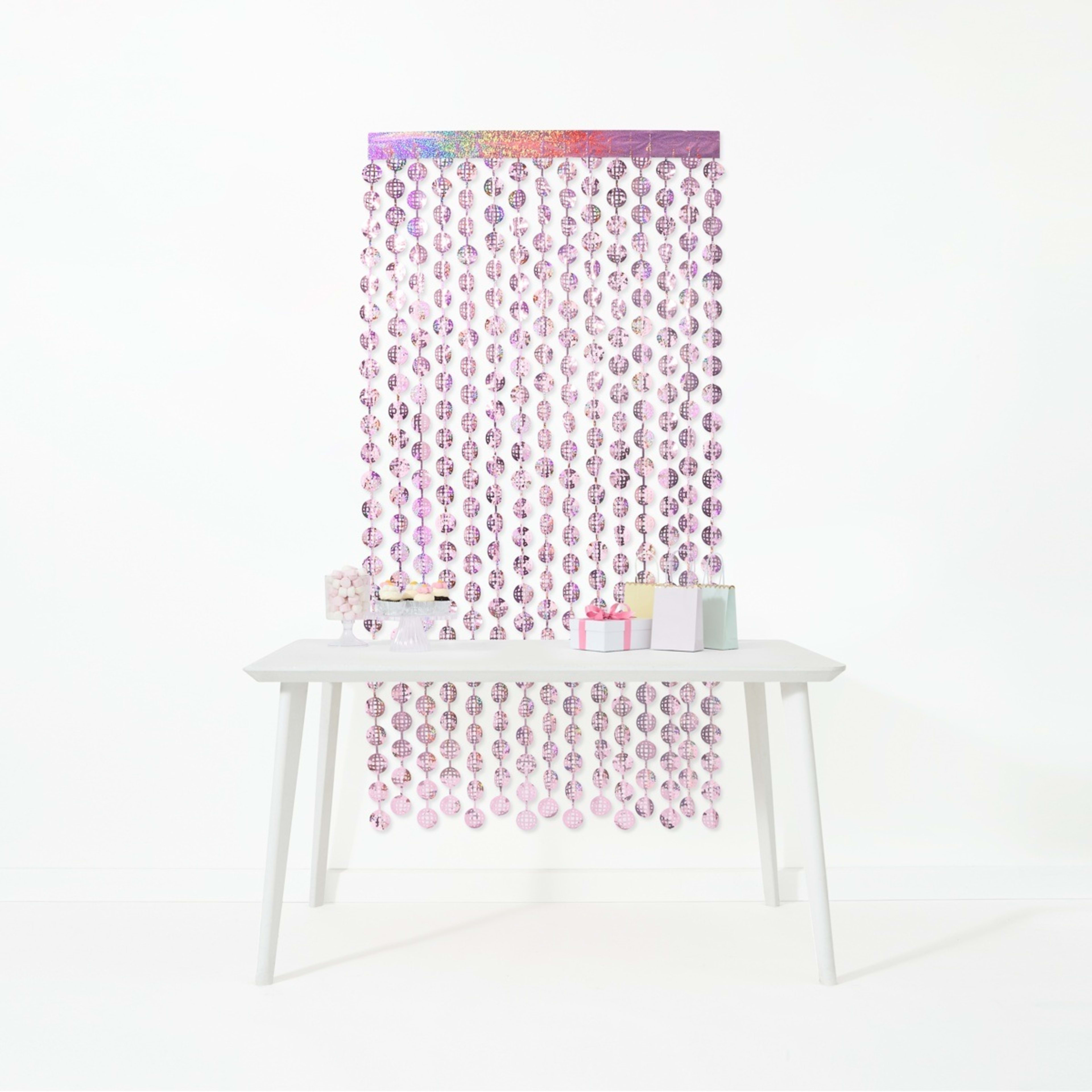 1 Pink Disco Foil Curtain