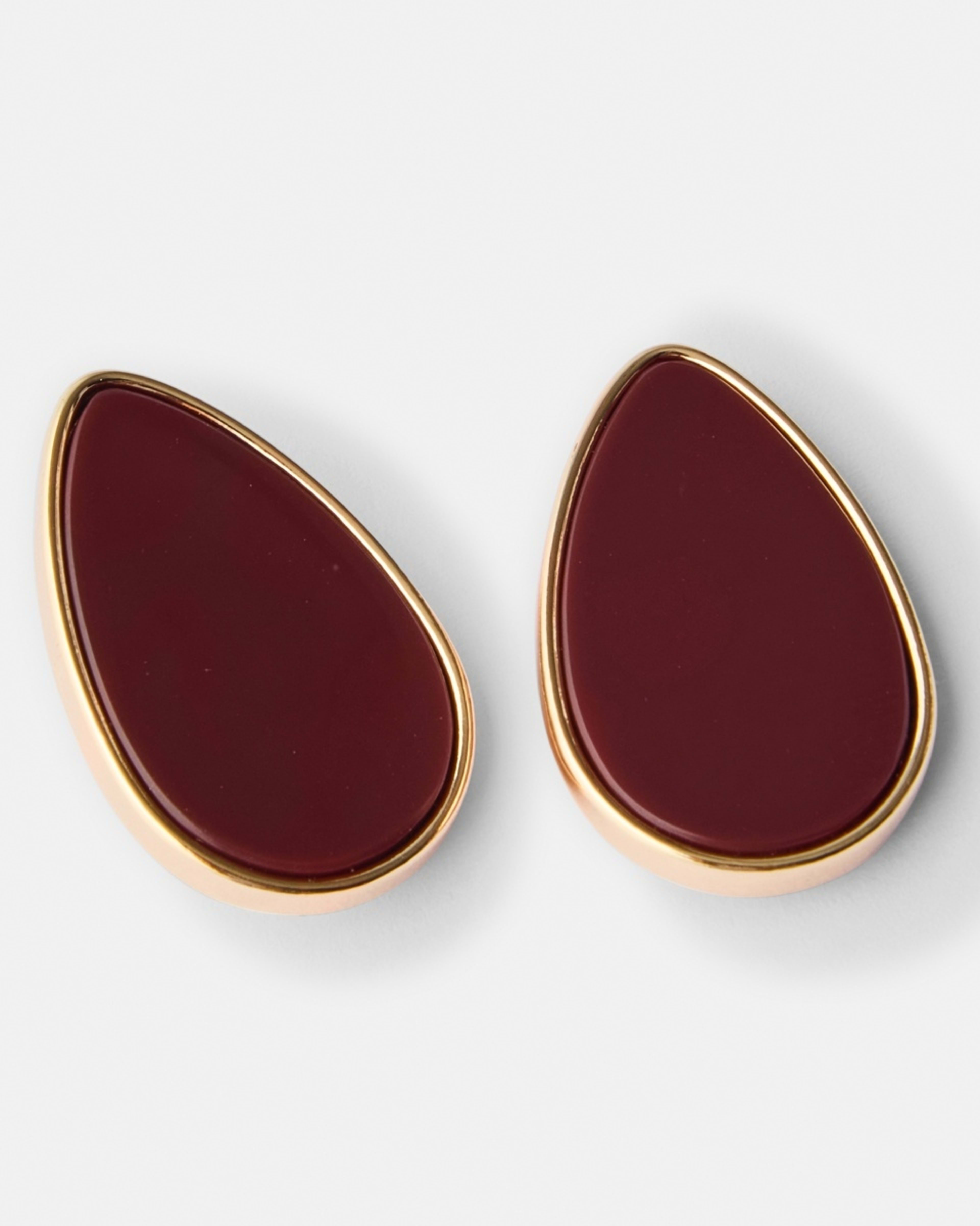 3 Stud Earrings - Red and Gold Tone Red, 3 of 5
