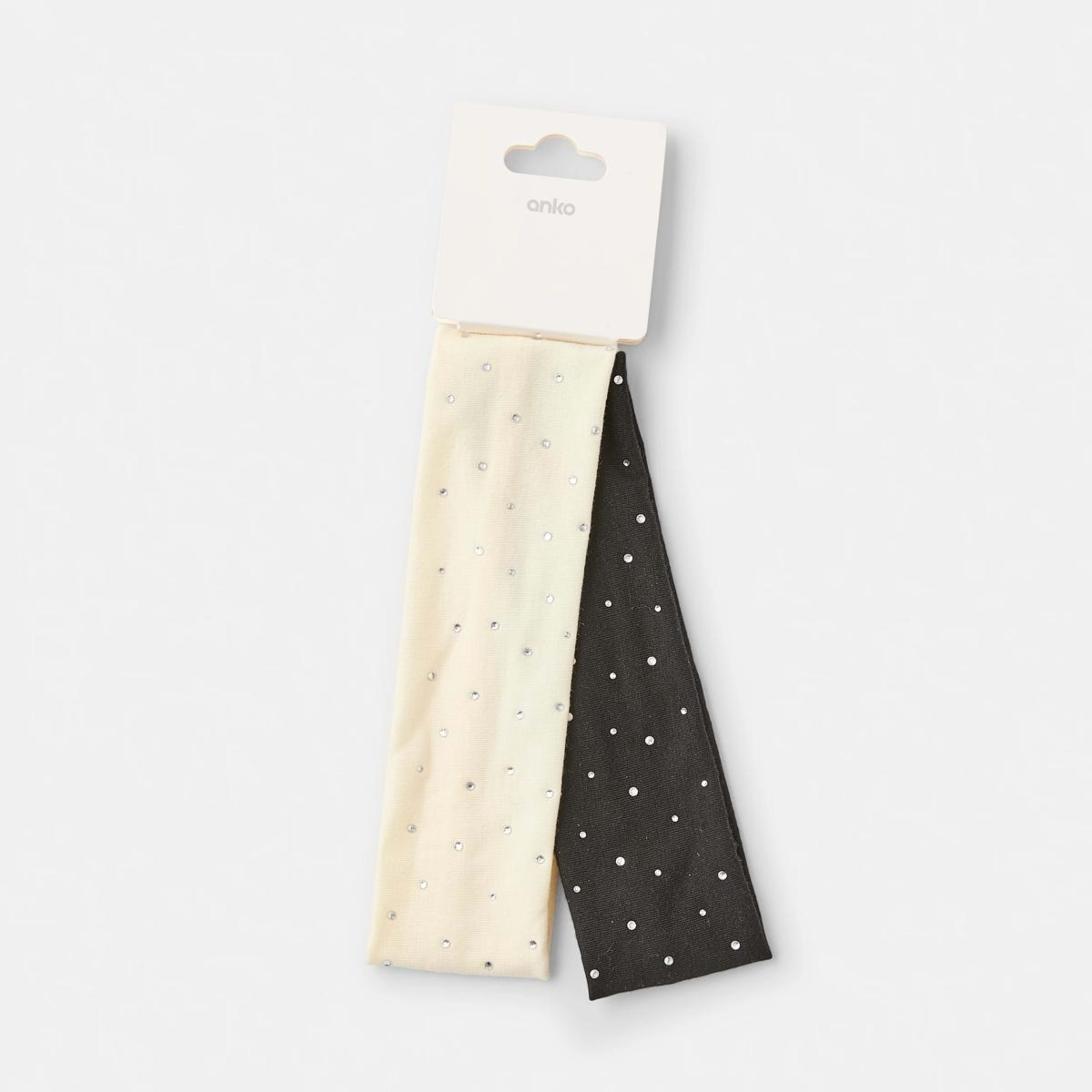 5 2 Pack Stretch Sparkle Headband - Black and Beige, 5 of 5