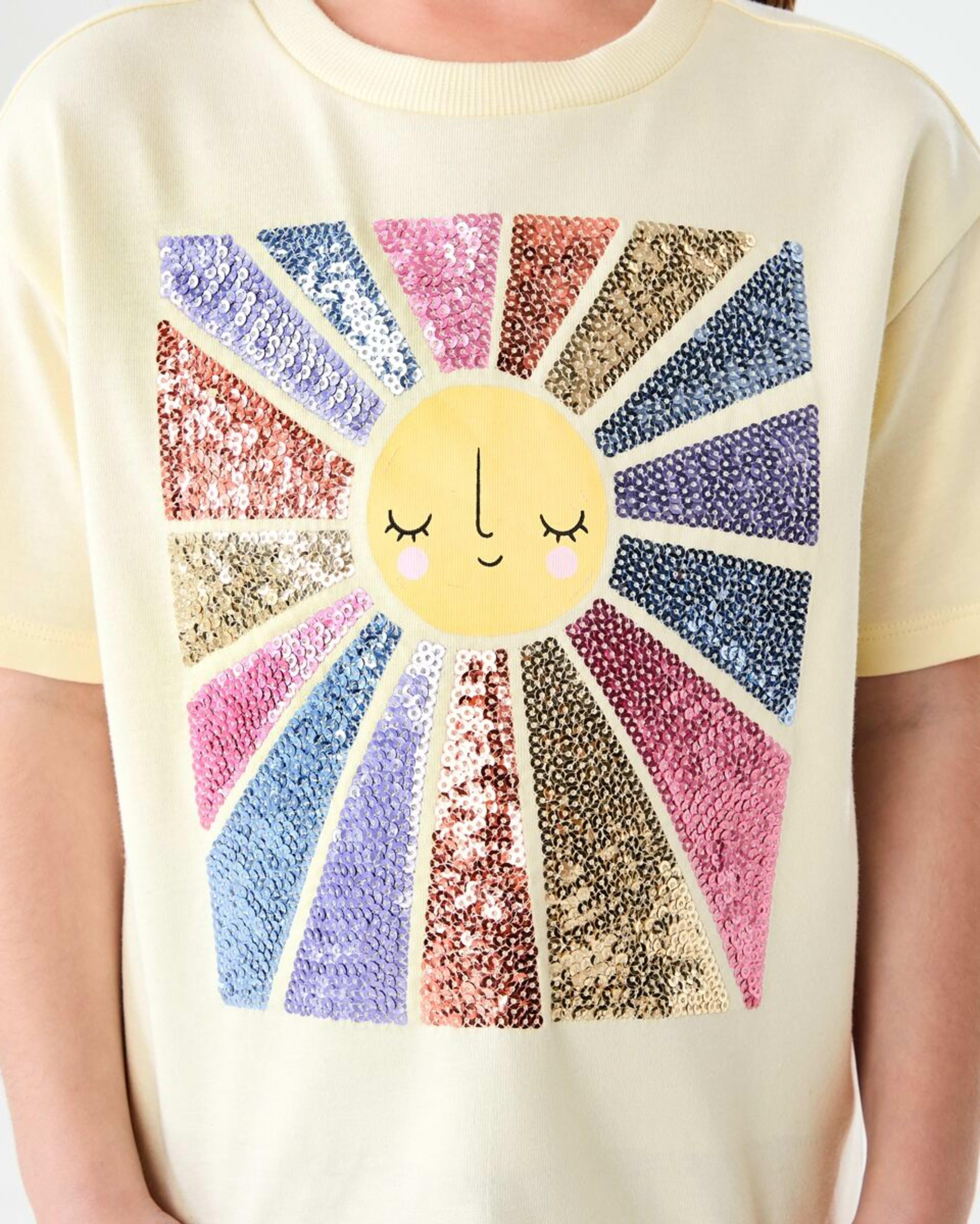 4 Short Sleeve Embellished T-shirt SOL SEQUIN PEAR SORBET, 4 of 6