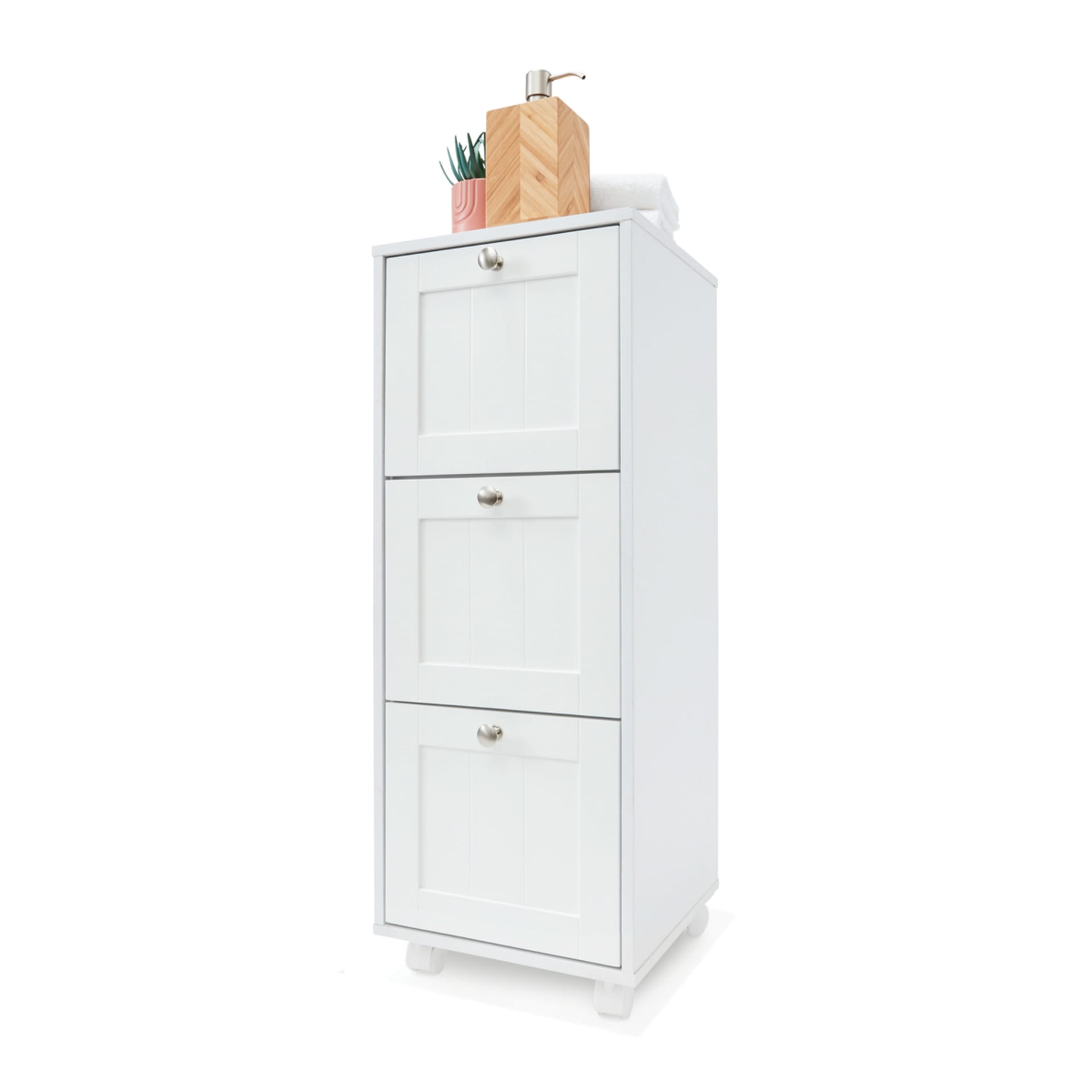 Panelled 3 Drawer Unit White Kmart