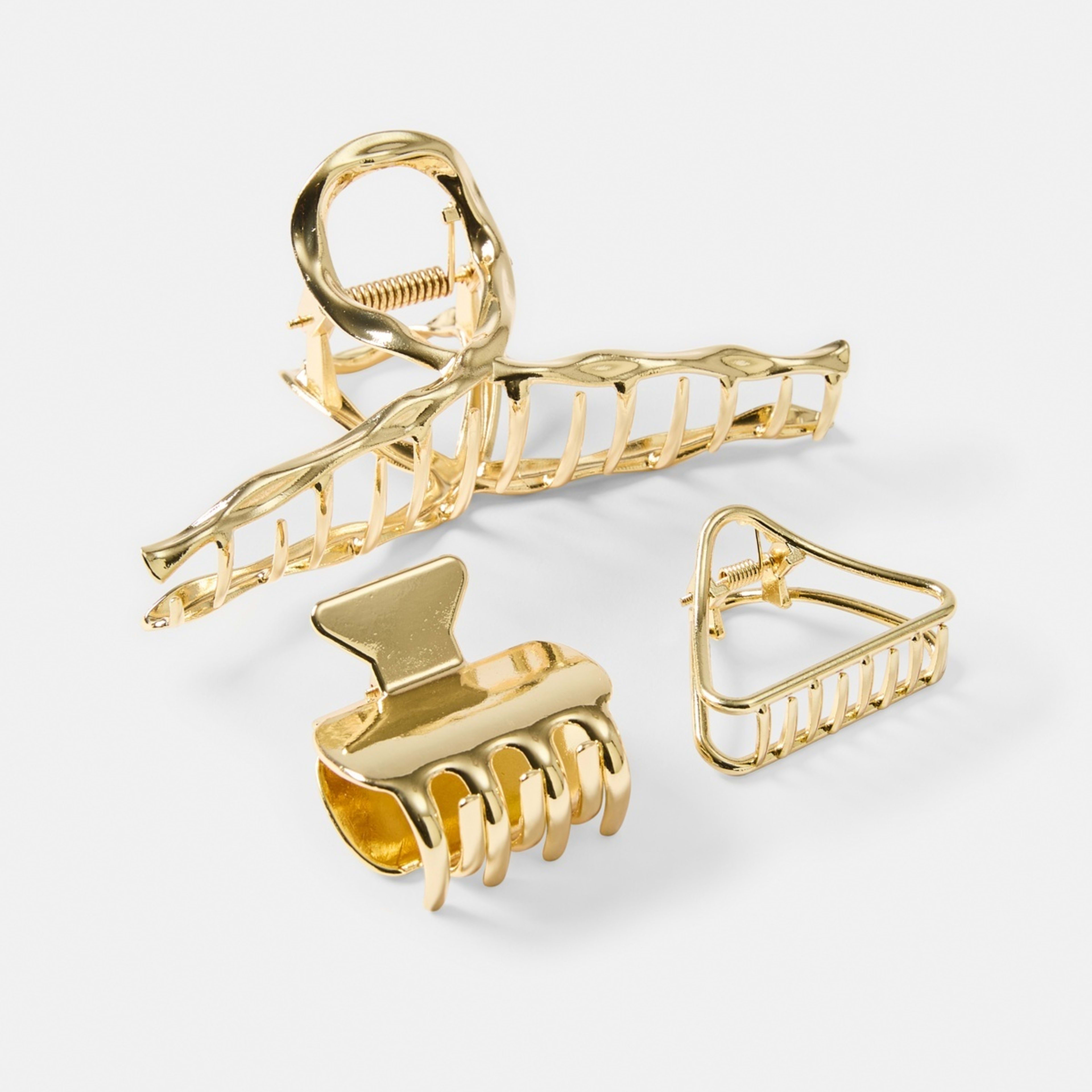 1 3 Pack Gold Tone Mix Statement Claw Hair Clips