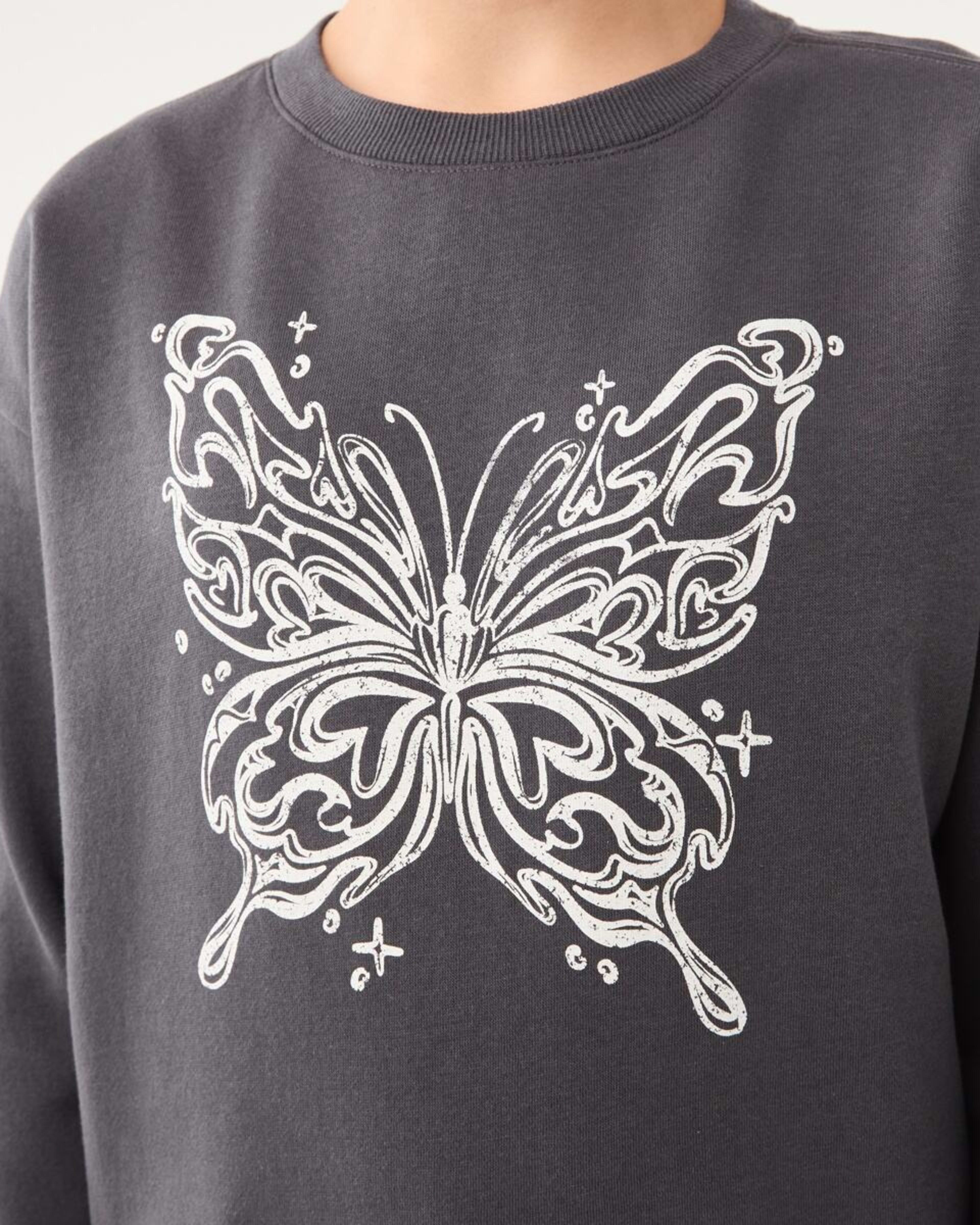 4 Print Crew Neck Sweatshirt Butterfly, 4 of 8
