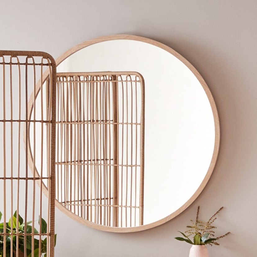 Oak Look Round Mirror Kmart
