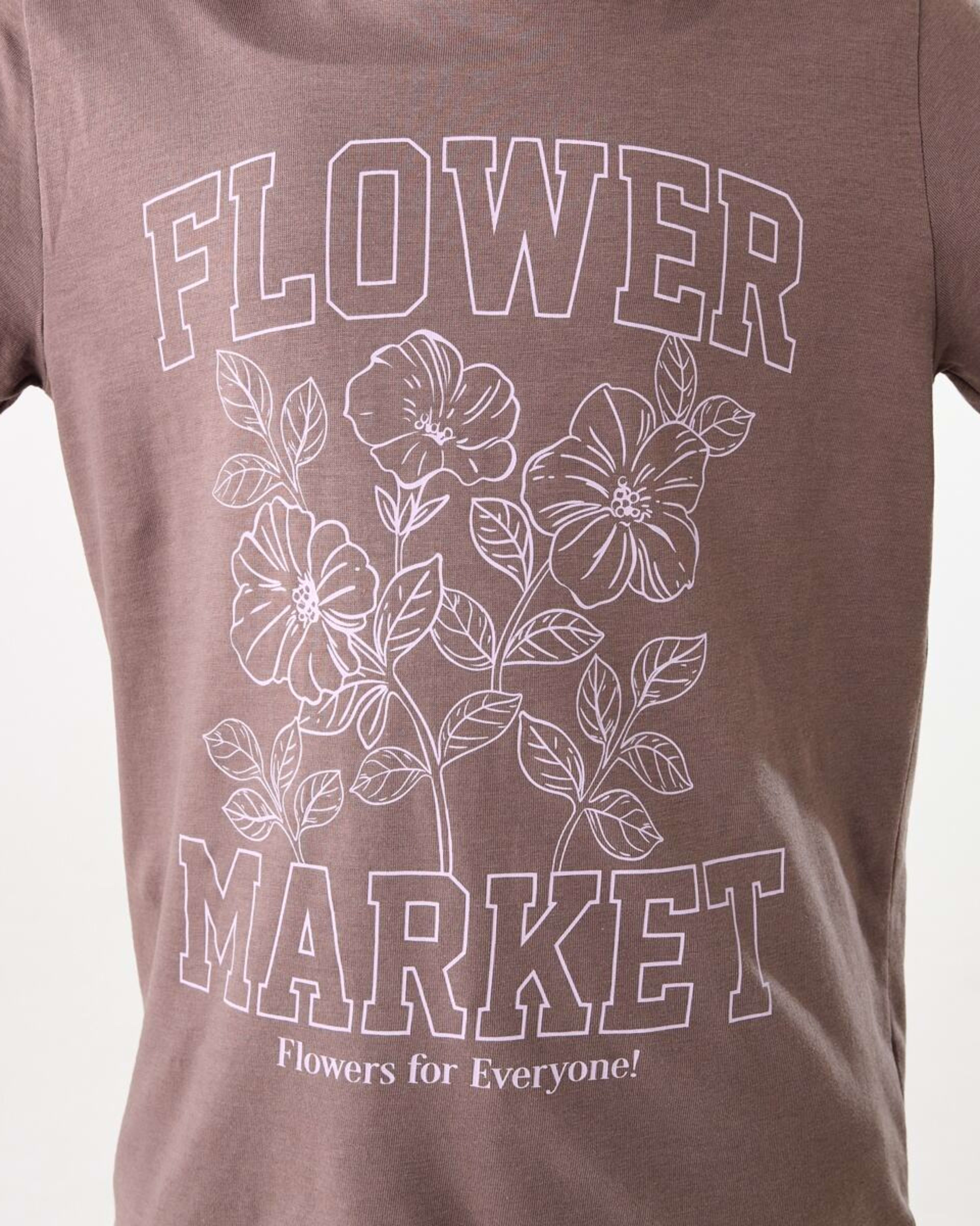 4 Short Sleeve Print T-shirt FLOWER MARKET WOOD TAUPE, 4 of 6