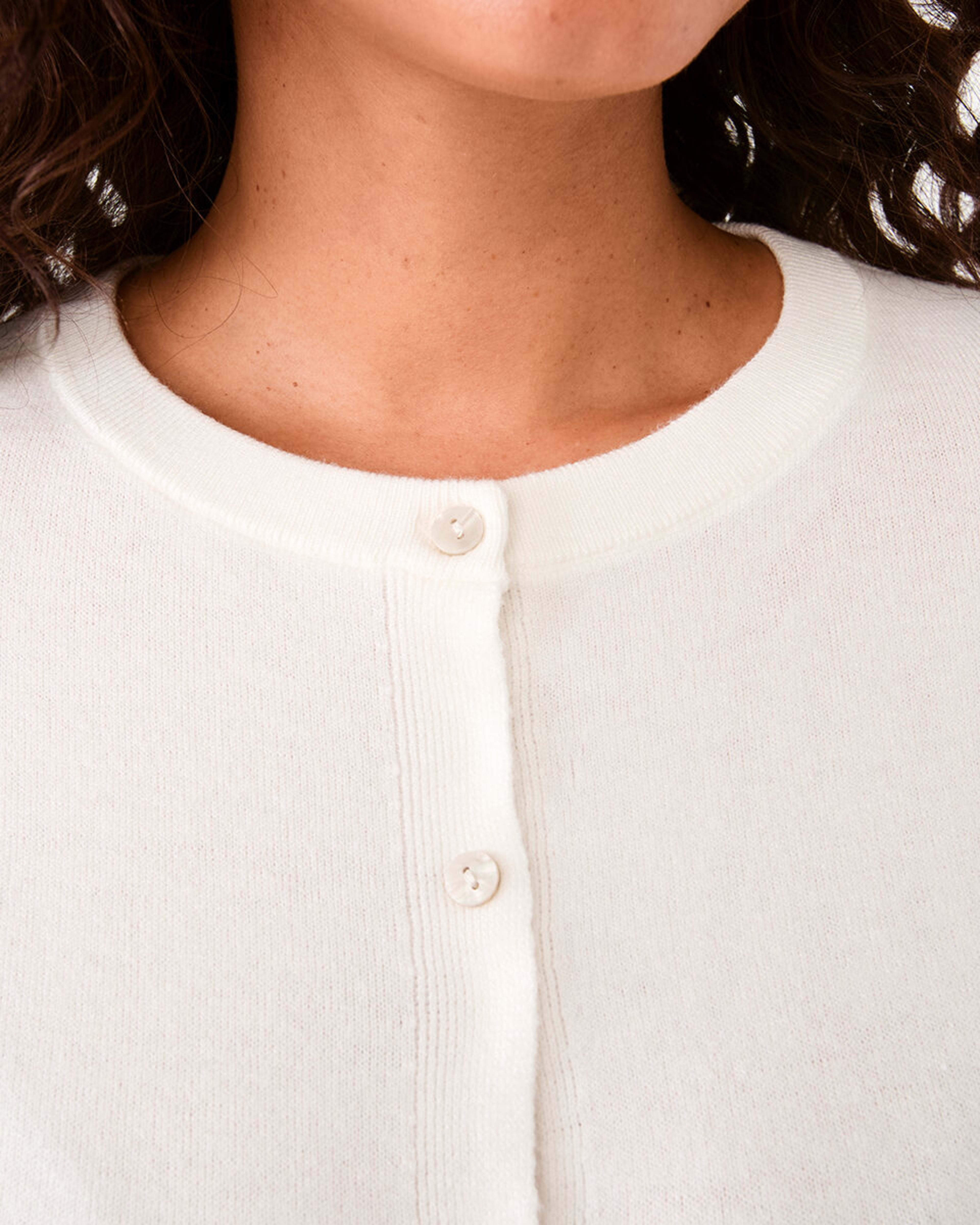 7 Lightweight Crew Neck Cardigan WHITE, 7 of 7