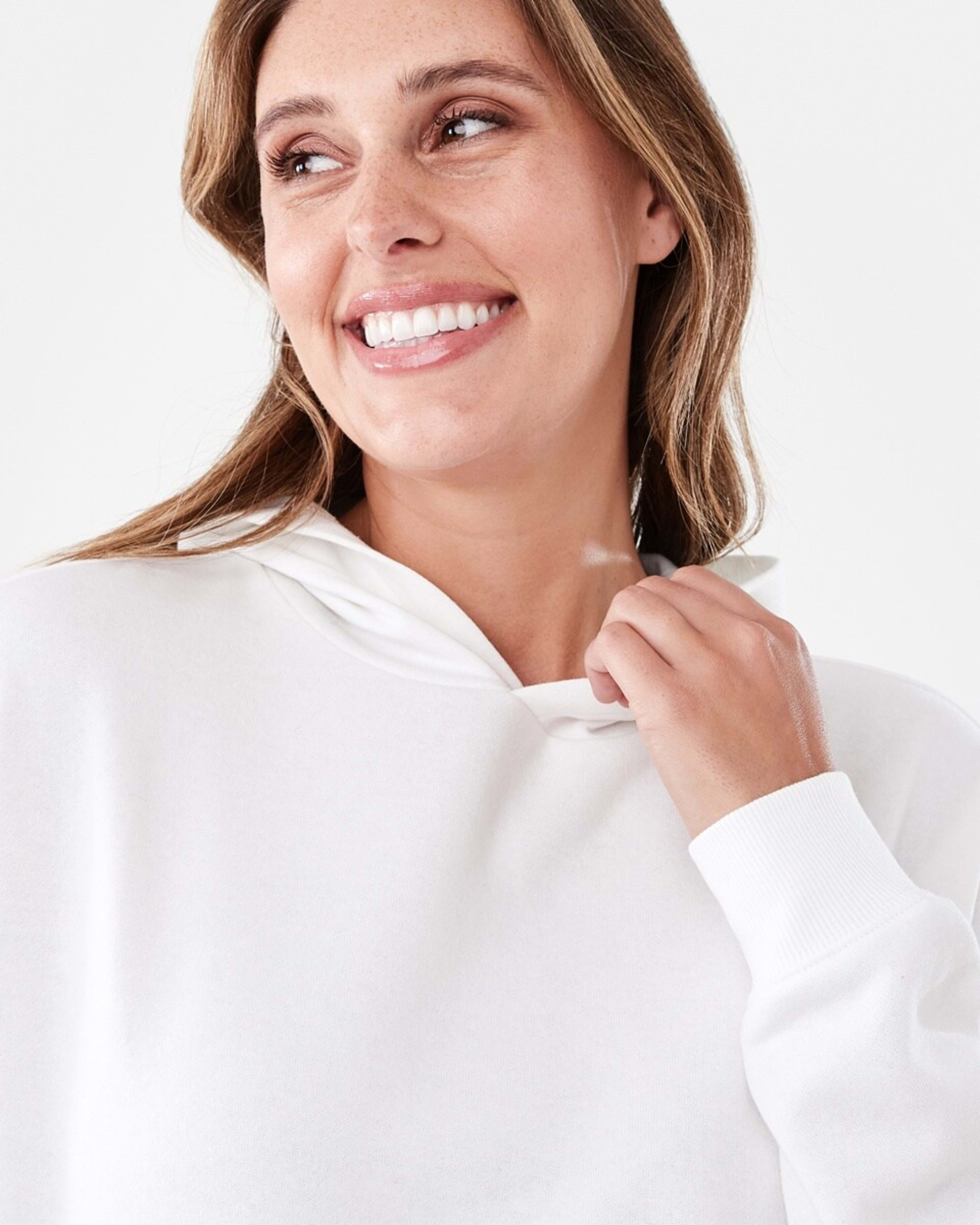 4 Active Womens Core Pop Over Hoodie ECRU, 4 of 6
